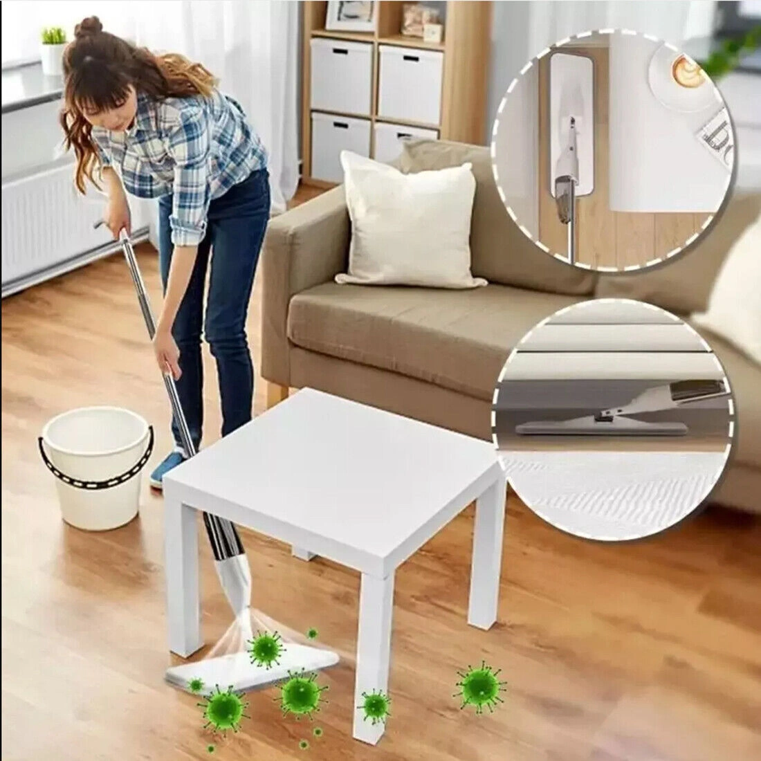 Spray Mop with Microfiber Pads, Reusable Floor Cleaning Mop & Bottle, 2 Washable Pads for Hardwood Tile Laminate view 4