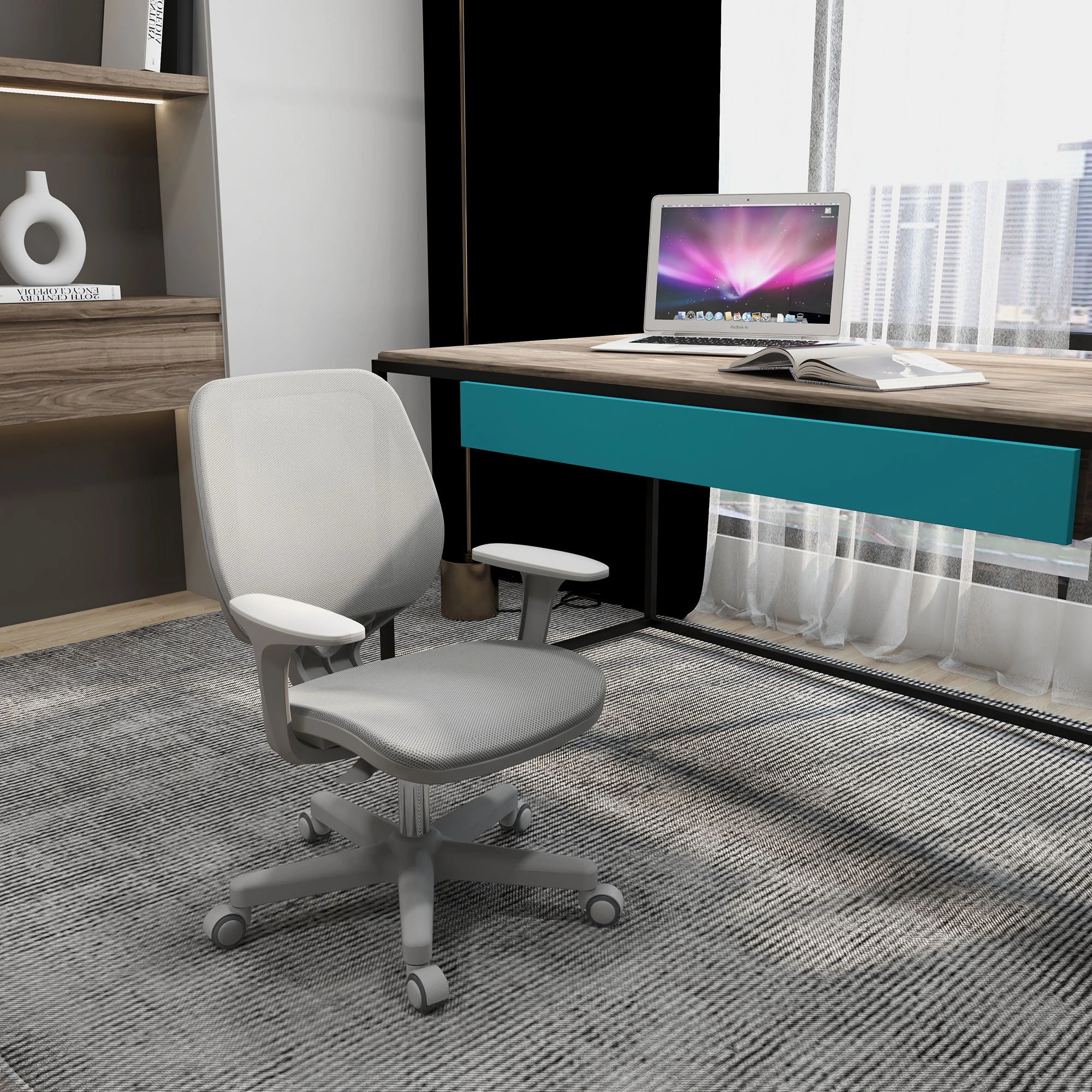 Ergonomic Massage Office Chair, Adjustable Height Swivel Computer Chair with Lumbar Support
