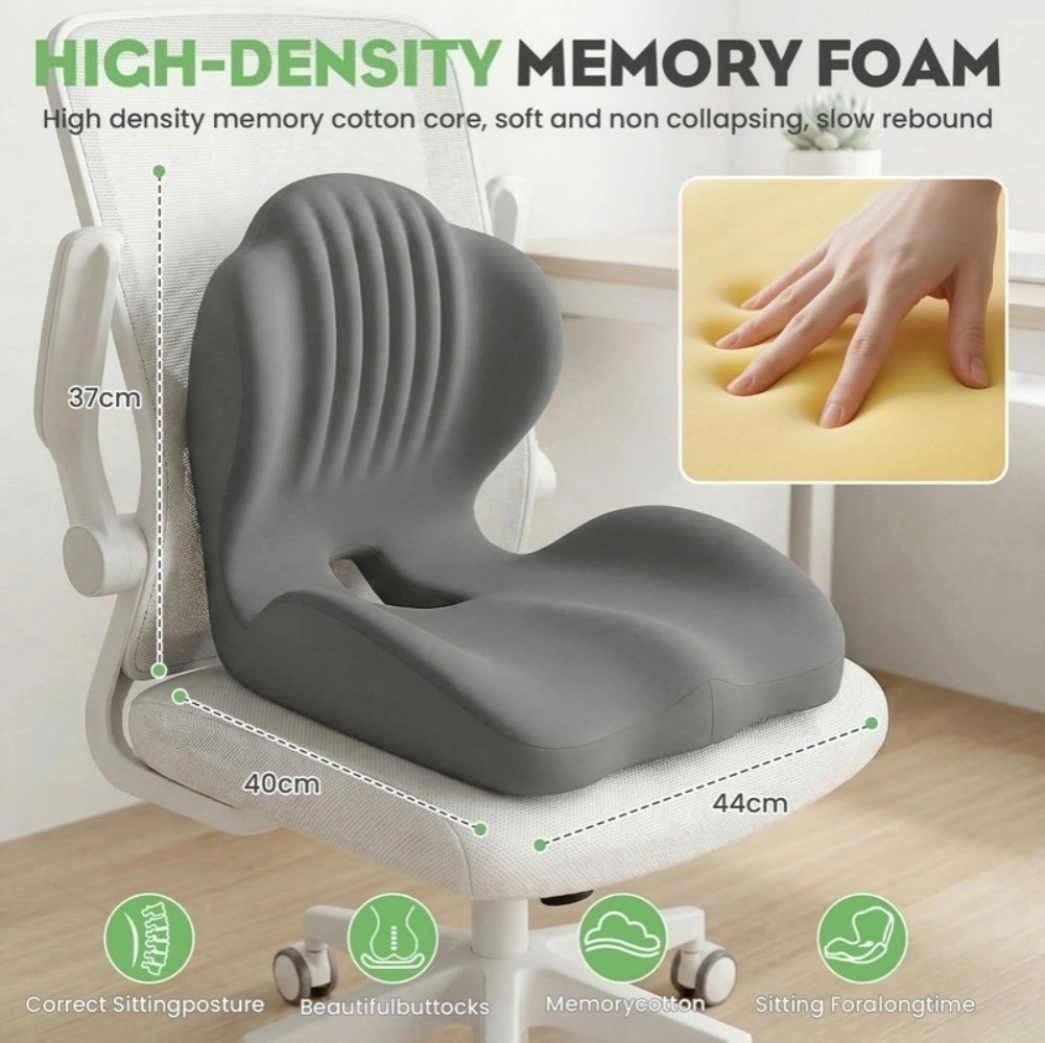 Ergonomic Back and Seat Cushion 2-in-1 with Lumbar Support & Tailbone Pain Relief view 2