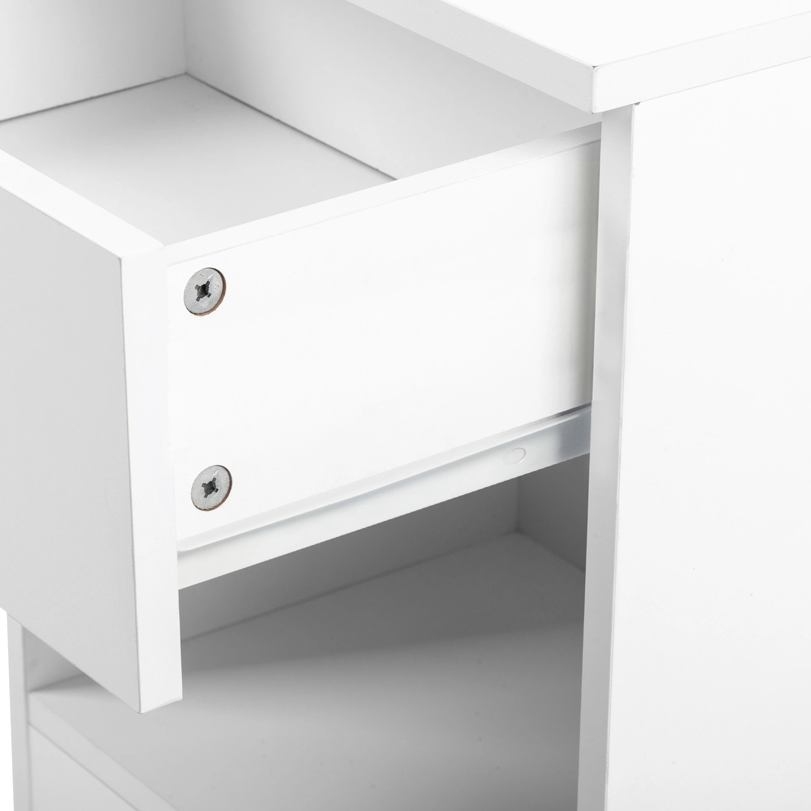 2-Tier Nightstand Set of 2, Bedside Cabinet End Table for Bedroom Home Office White view 16