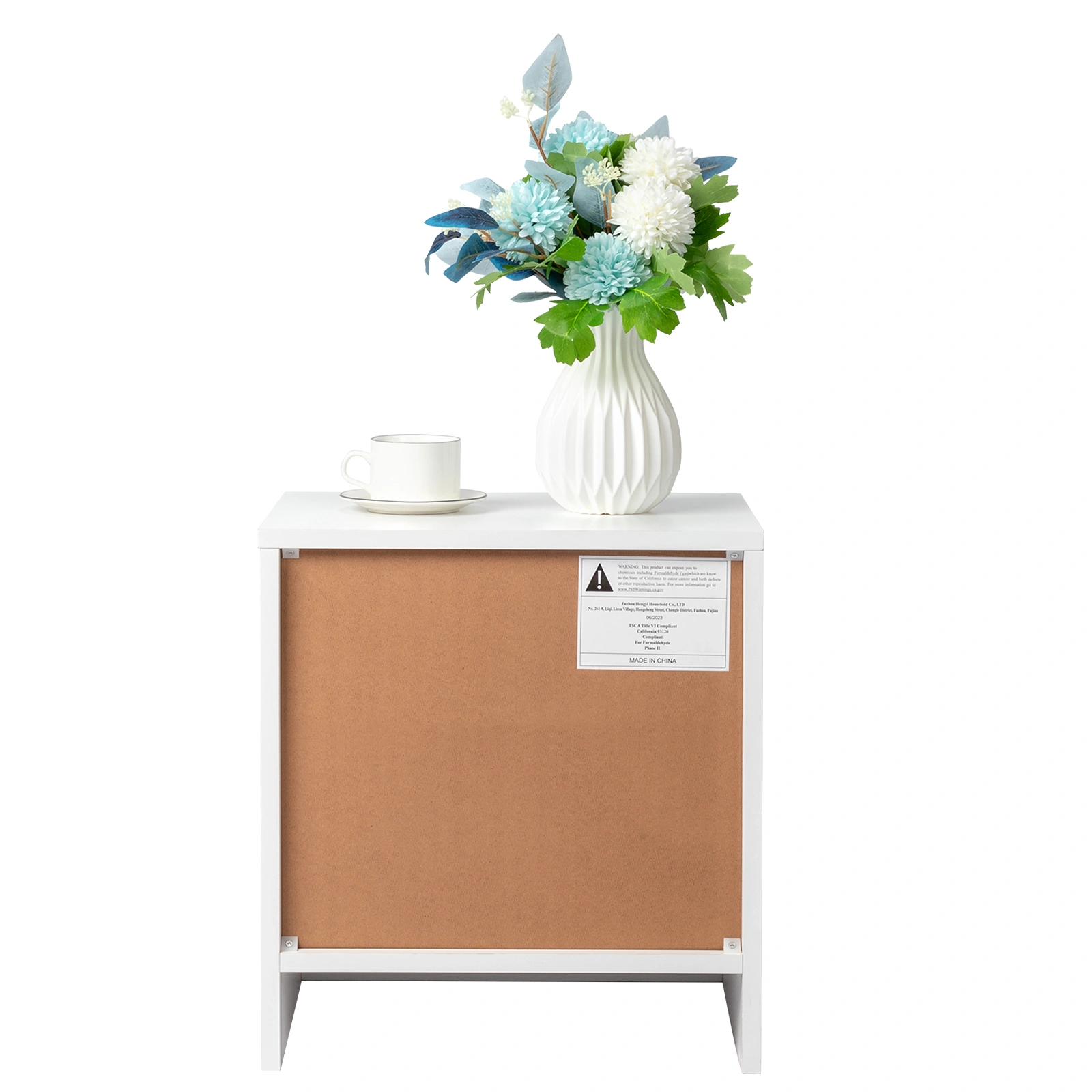 2-Tier Nightstand Set of 2, Bedside Cabinet End Table for Bedroom Home Office White view 7