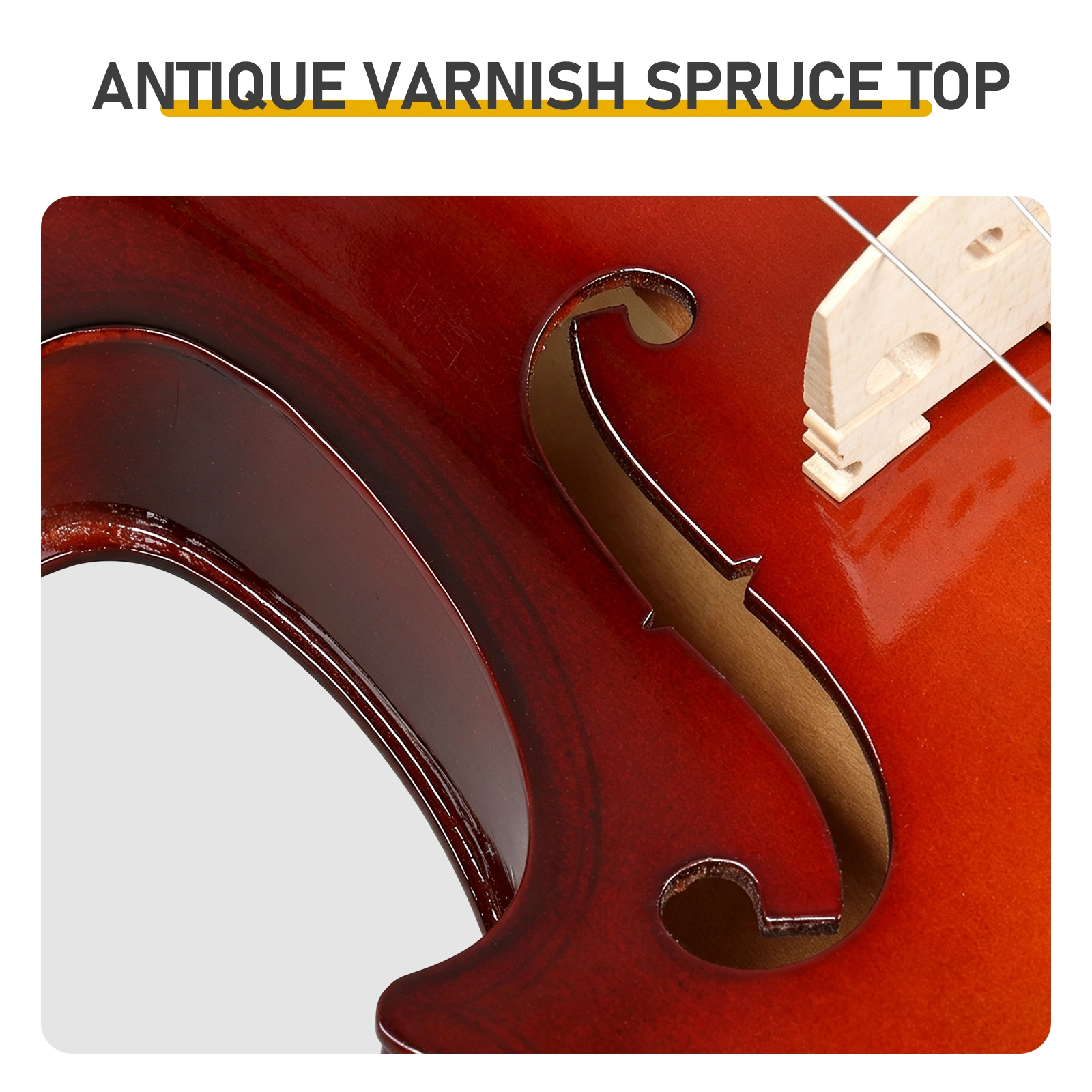 4/4 Full Size Violin for Beginners, Laminated Spruce Maple Wood, Red Varnish Finish, Complete Violin Set with Hard Case, Bow & Rosin view 6