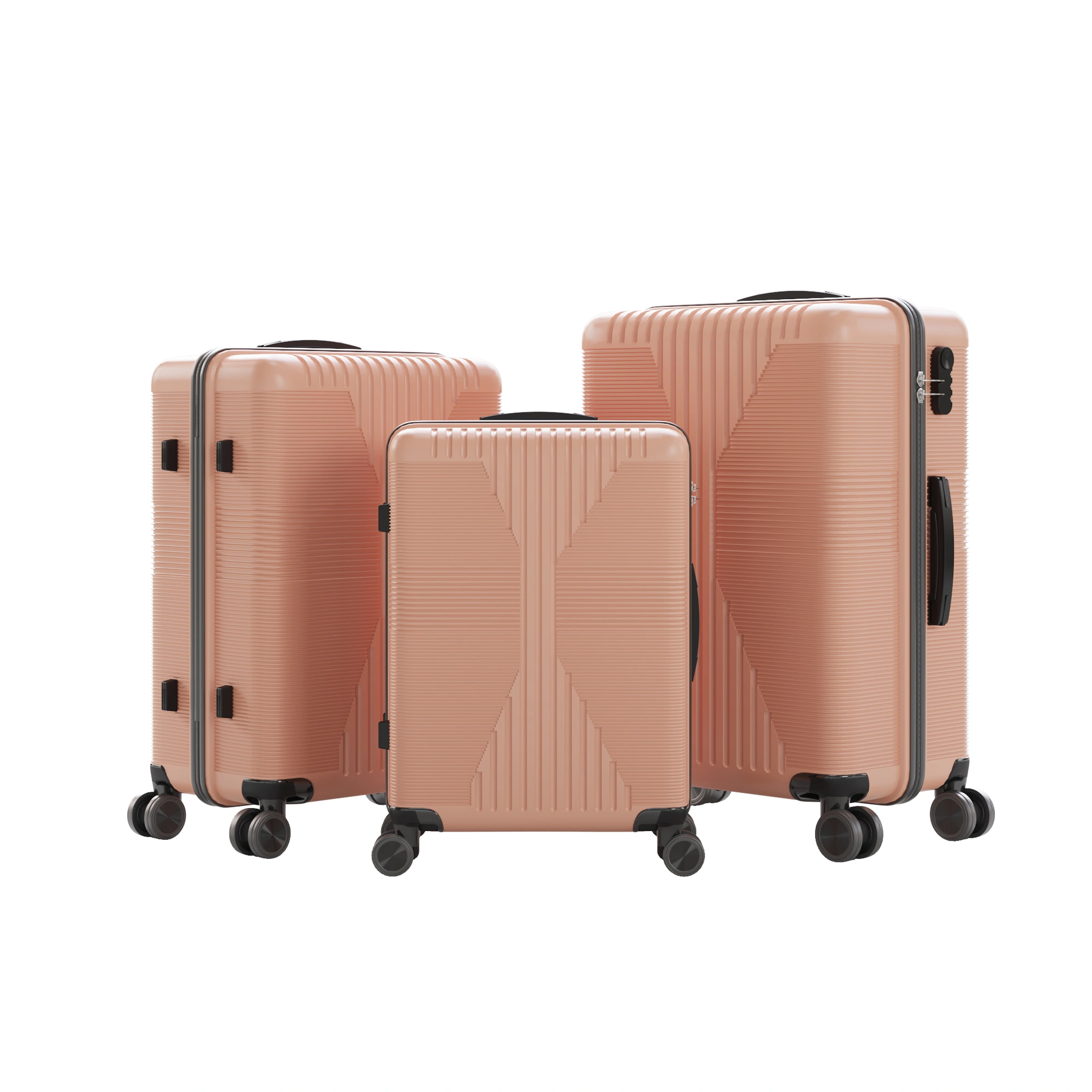 Non-TSA customs lock 3-in-1 PP trolley case, 20in, 24in, 28in PP rose gold view 14