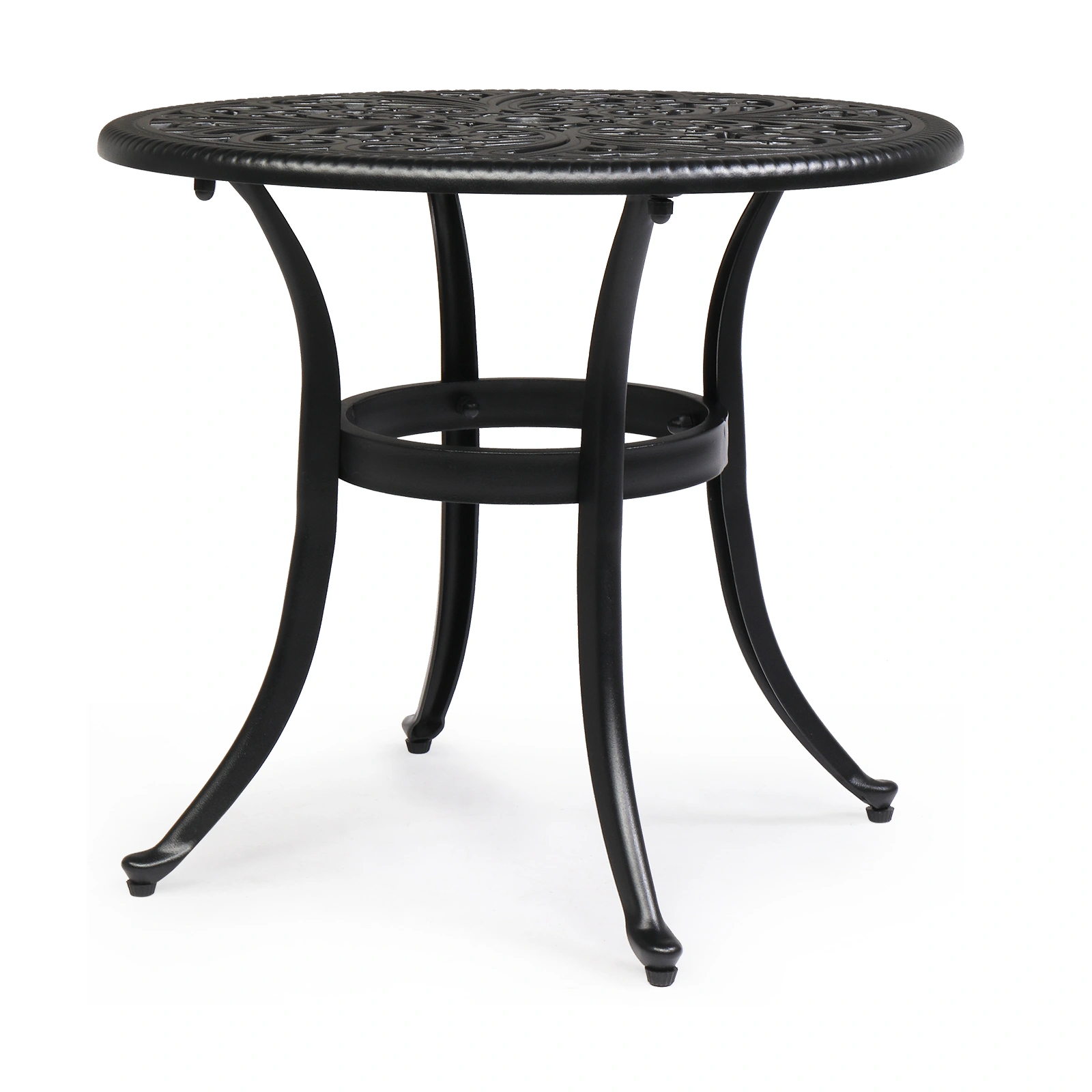 Phoenix Cast Aluminum Round Table, Patio End Table Side Table, Cast Aluminum Cocktail Table, Outdoor Bar Table, Black view 22