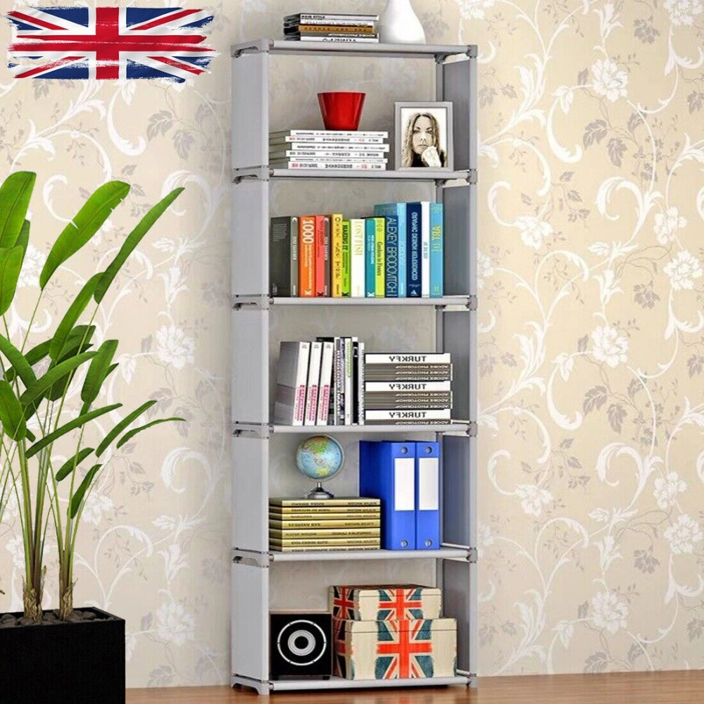 6-Tier Bookshelf with 5 Cubes Modern Storage Shelf Organizer Display Unit