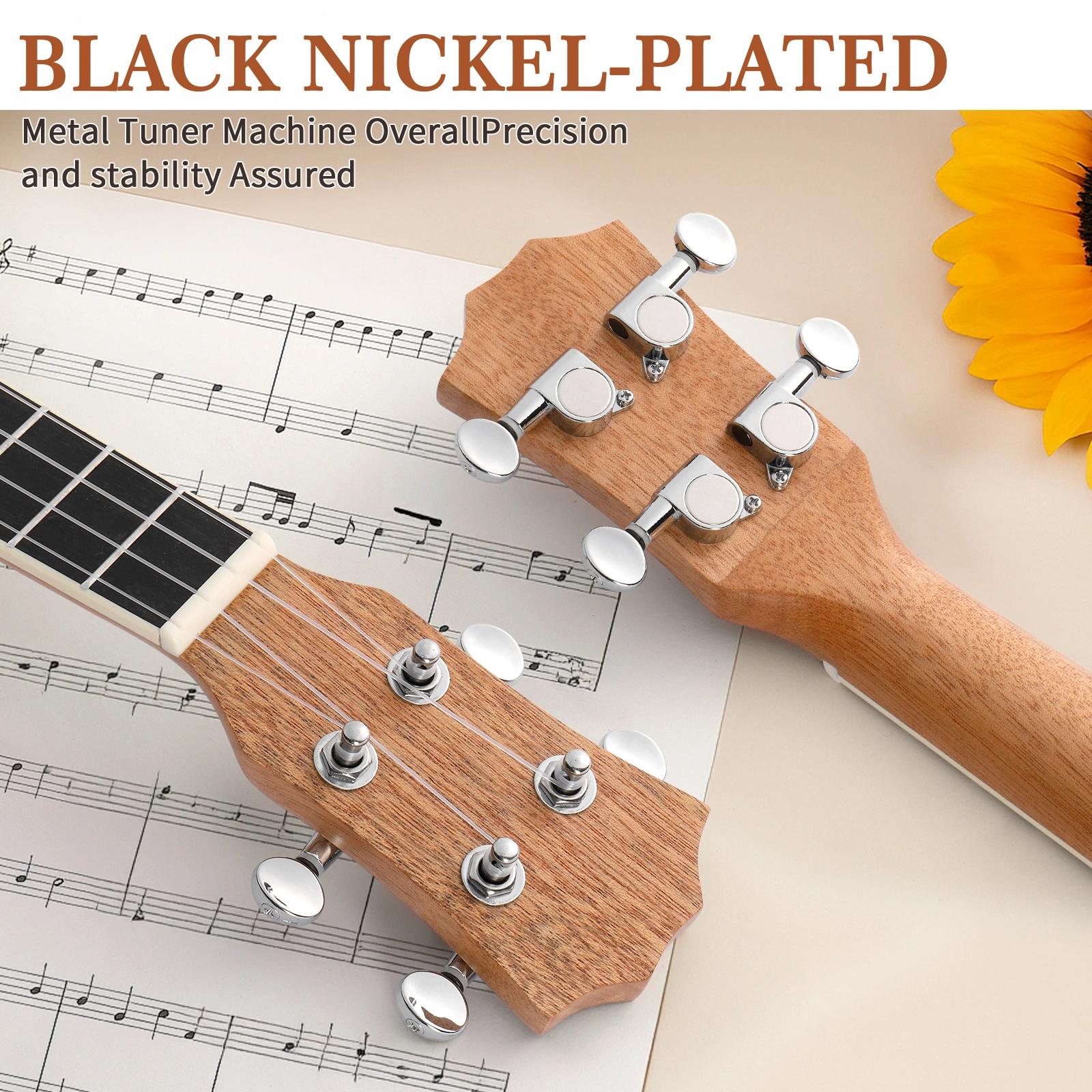 23in mahogany body rosewood fingerboard ukulele, cotton bag, capo, strap, picks*3, wrench tool view 8