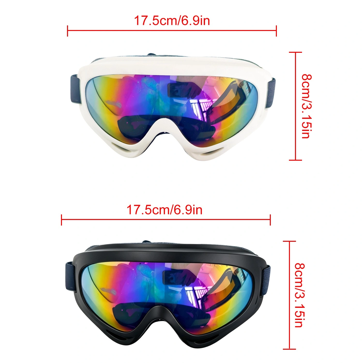 2 Pack Dog Goggles UV Protection, Adjustable Windproof Pet Sunglasses for Large & Small Dogs, Reusable Eye Safety Glasses with Soft Padding, Anti-Scratch Lens view 2