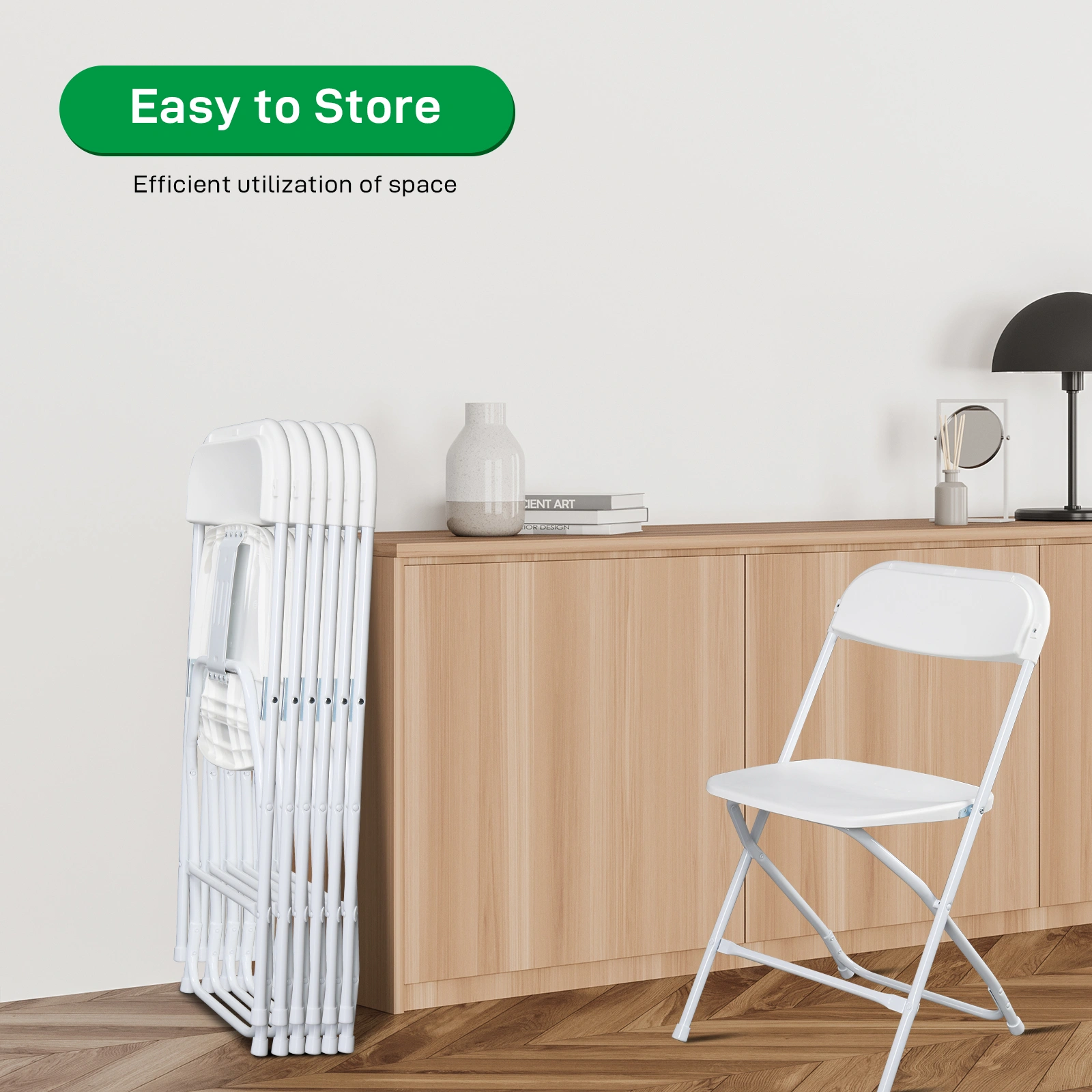 6pcs Injection Molding Classic Garden Plastic Folding Chair White view 22