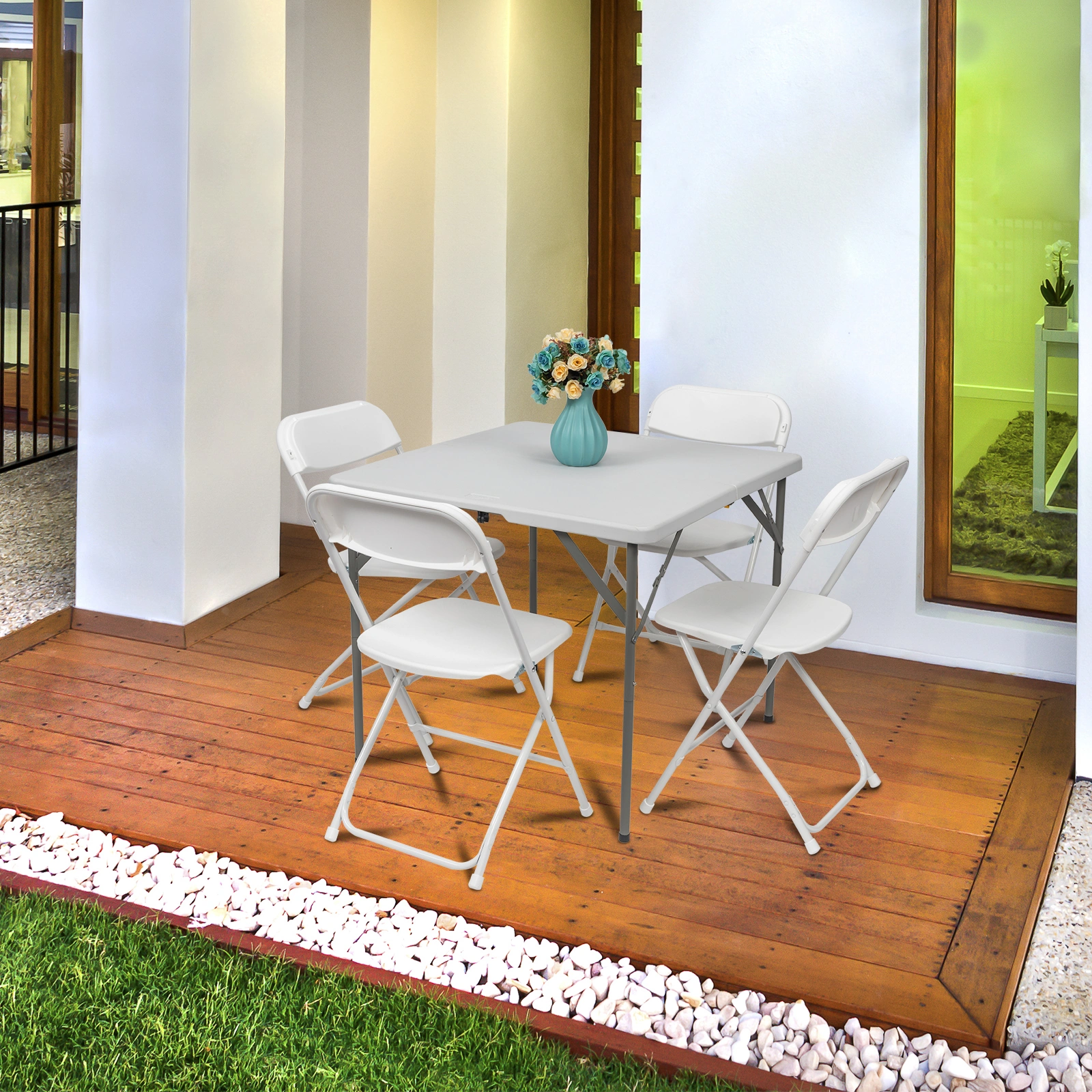 6pcs Injection Molding Classic Garden Plastic Folding Chair White view 26
