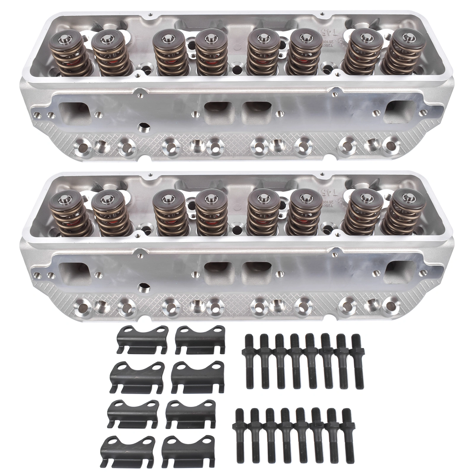 2Pcs Complete Cylinder Heads 129006601 for Small Block Chevy 350, 190cc Combustion Chamber 64cc, 2.02/1.60 Inch Valves, Straight view 4