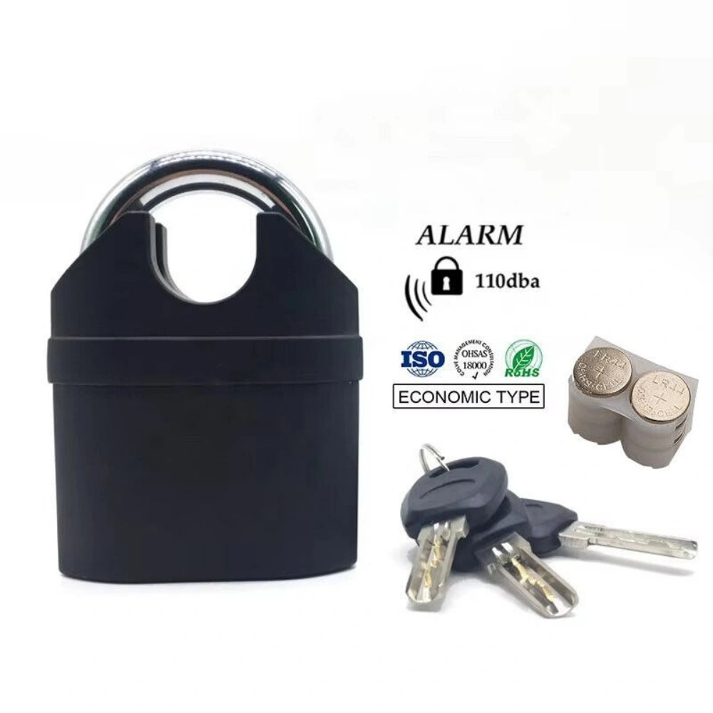 Heavy Duty Steel Waterproof Padlock with Alarm & 3 Keys - High Security Shackle Lock for Gate Door
