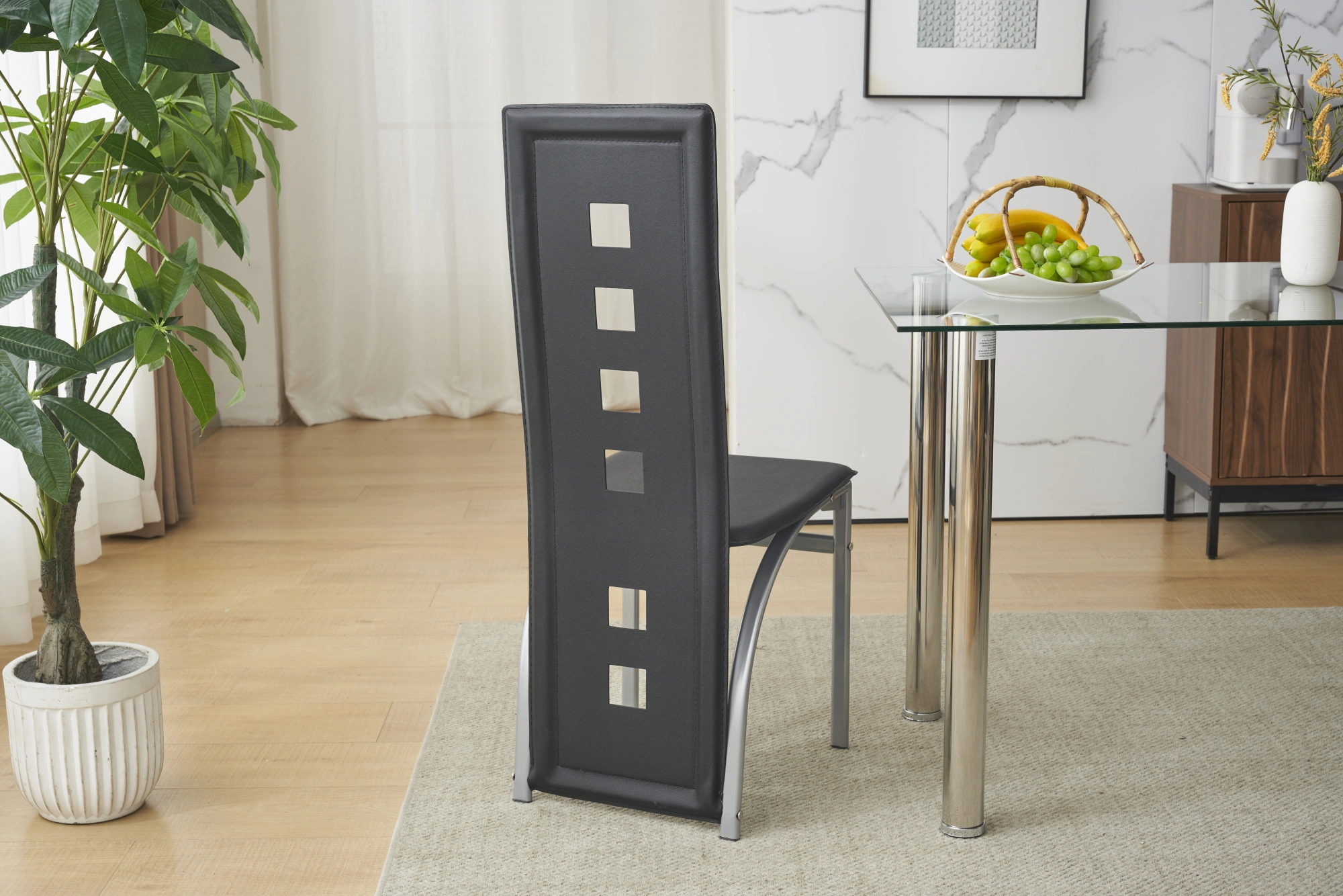4pcs long backrest square hollow decoration PU leather dining chair round tube black cushion electroplating chair leg N201(Replace encoding13029118) view 15