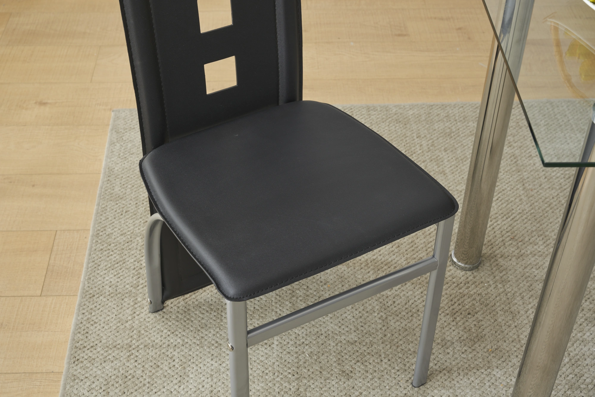 4pcs long backrest square hollow decoration PU leather dining chair round tube black cushion electroplating chair leg N201(Replace encoding13029118) view 19