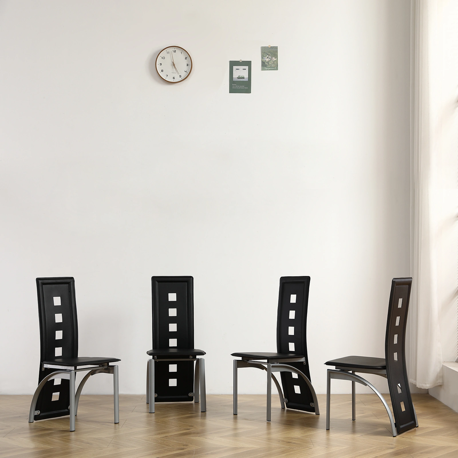 4pcs long backrest square hollow decoration PU leather dining chair round tube black cushion electroplating chair leg N201(Replace encoding13029118) view 27