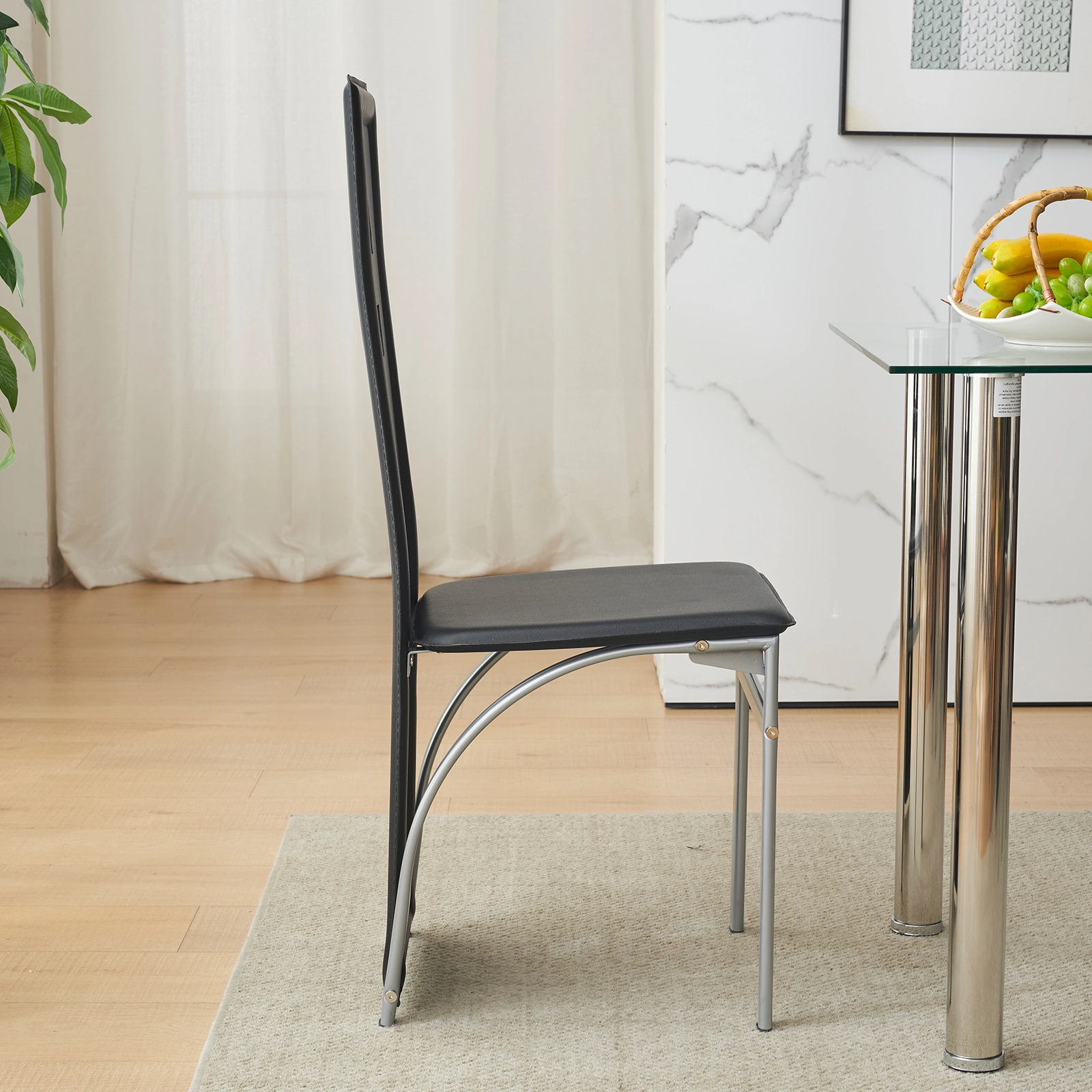 4pcs long backrest square hollow decoration PU leather dining chair round tube black cushion electroplating chair leg N201(Replace encoding13029118) view 38