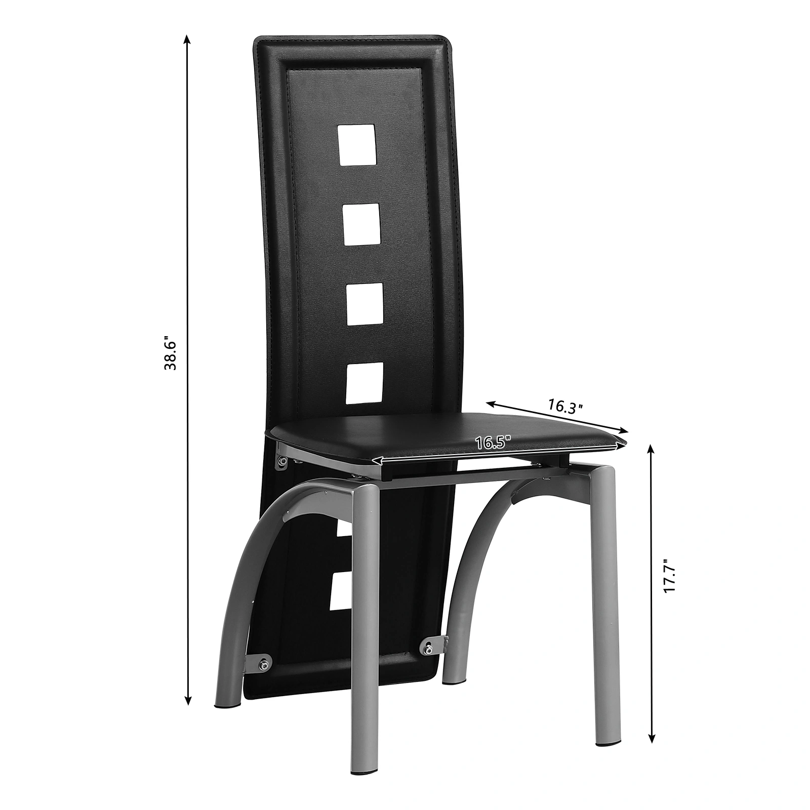 4pcs long backrest square hollow decoration PU leather dining chair round tube black cushion electroplating chair leg N201(Replace encoding13029118) view 4