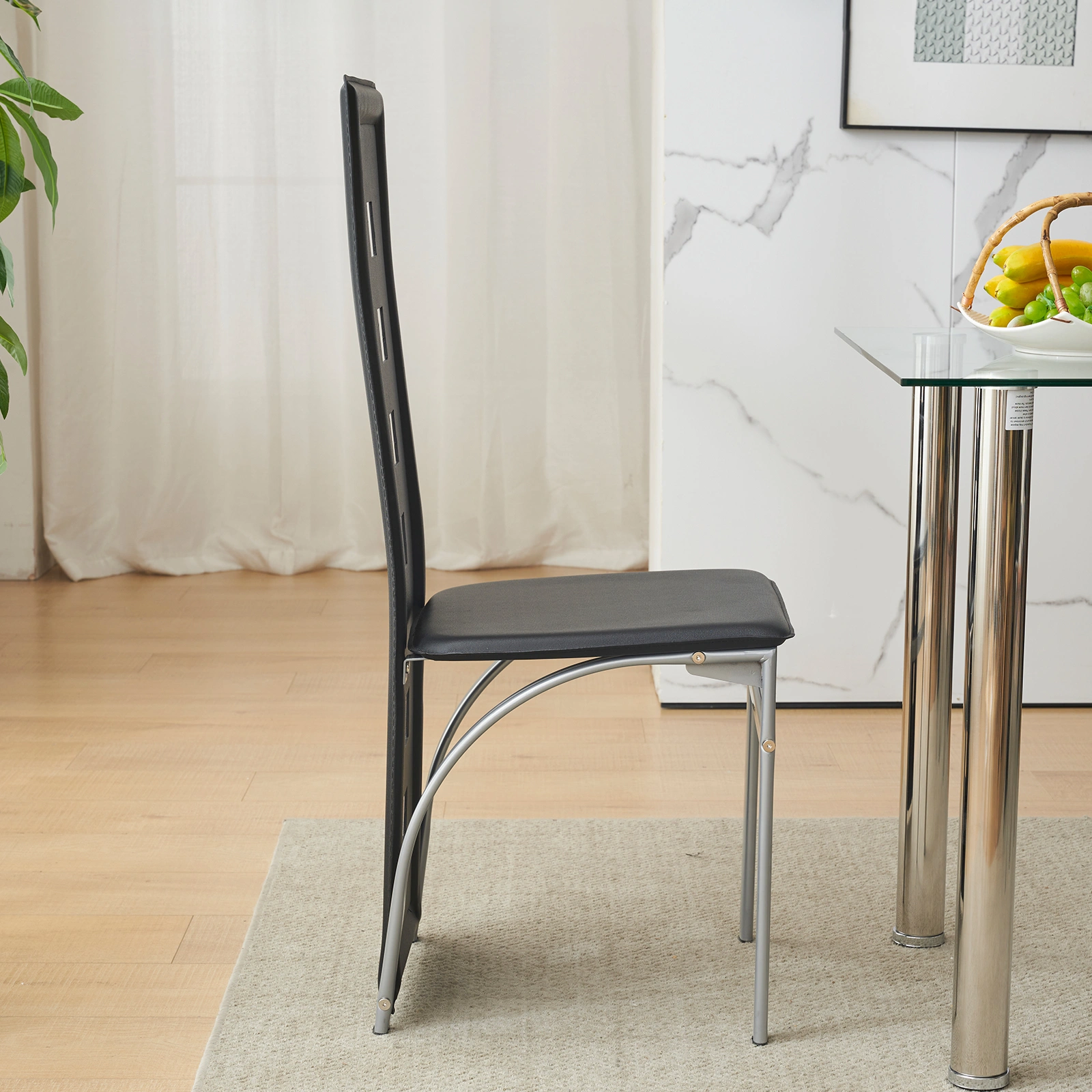 4pcs long backrest square hollow decoration PU leather dining chair round tube black cushion electroplating chair leg N201(Replace encoding13029118) view 40