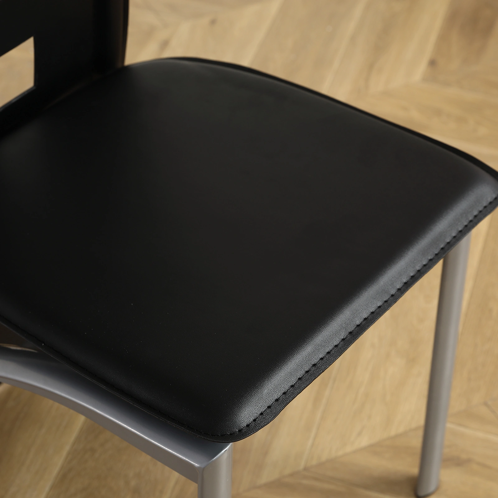 4pcs long backrest square hollow decoration PU leather dining chair round tube black cushion electroplating chair leg N201(Replace encoding13029118) view 7