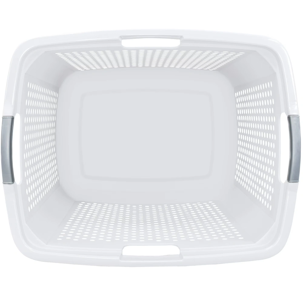 2.5 Bushel XL Plastic Laundry Basket, White, 2 Pack view 4