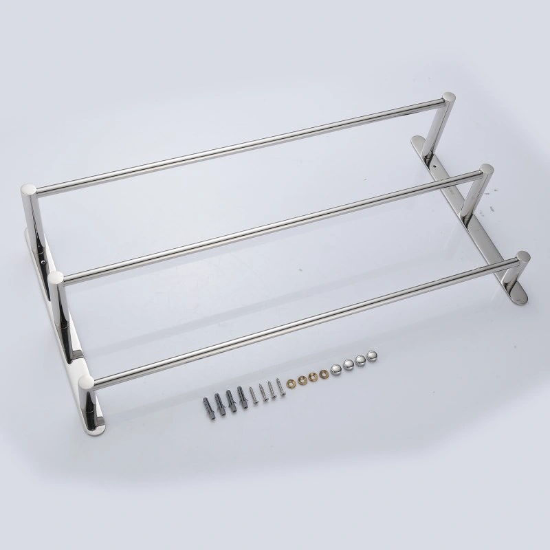 THREE Stagger Layers Towel Rack SUS304 Stainless Steel Hand Polishing Mirror Polished Finished Bathroom Accessories Set Three Towel Bars 27.56 inch bars KJWY004-70CM view 2