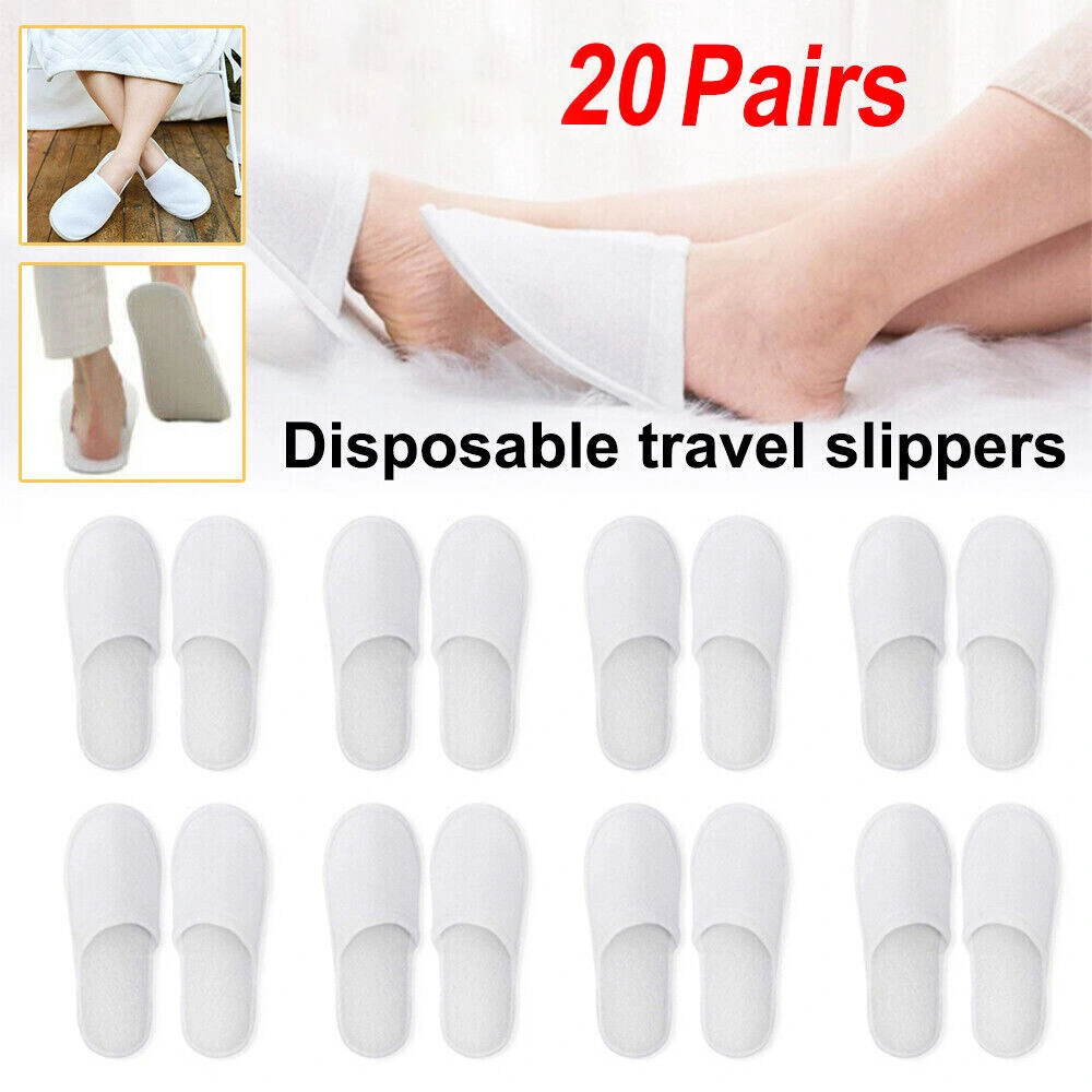 20 Pairs Disposable Terry Towel Slippers Closed Toe Bulk Pack for Spa Hotel Guests Party Favors 127 characters