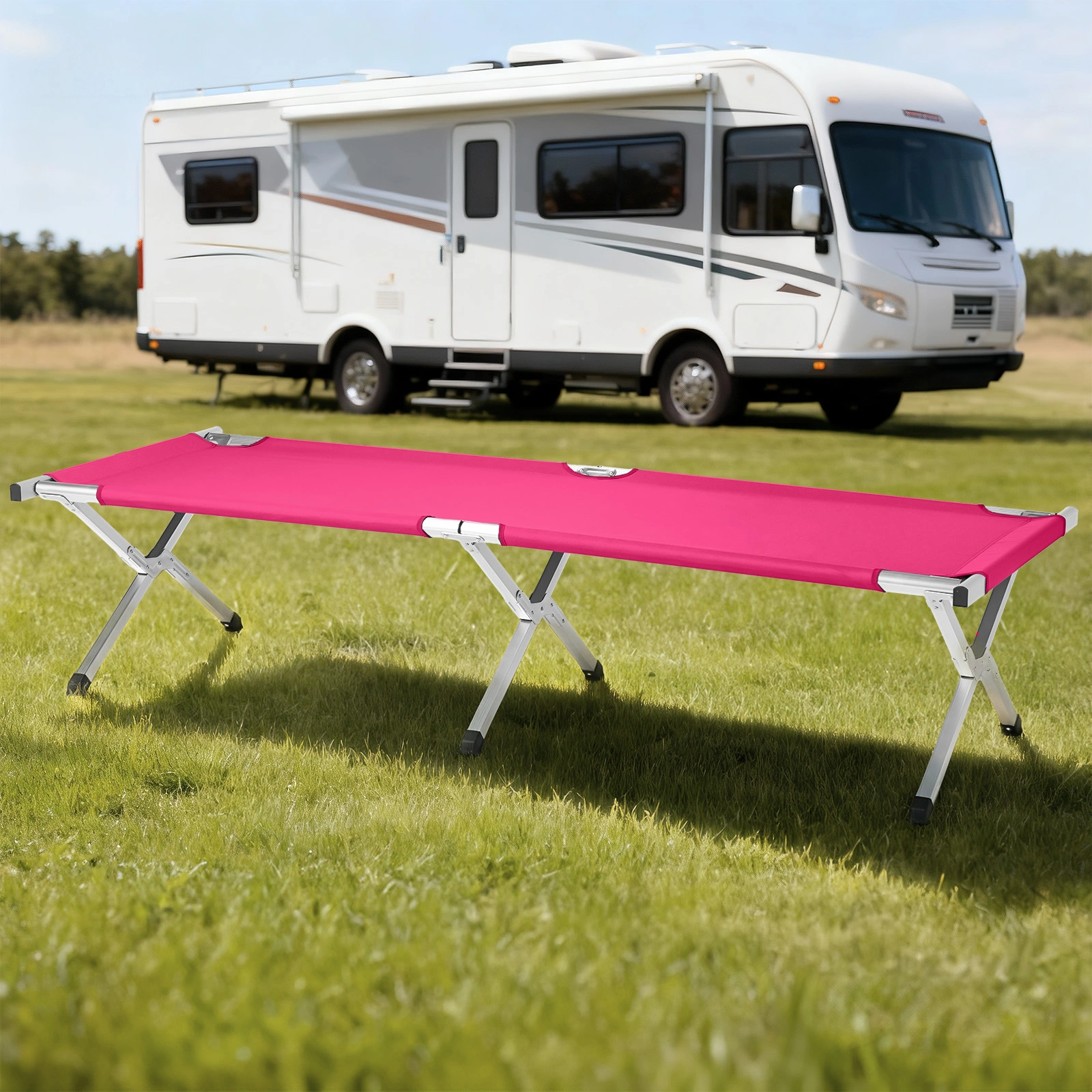 Portable Folding Camping Cot with Carrying Bag Army Pink view 10