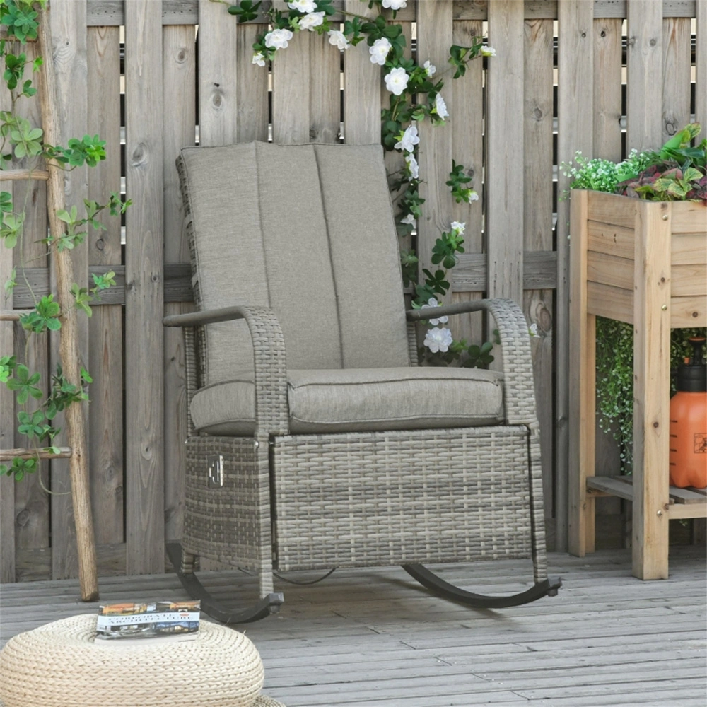 Garden Rocking Chair Wicker Outdoor Porch Chair for Patio Backyard Deck view 2