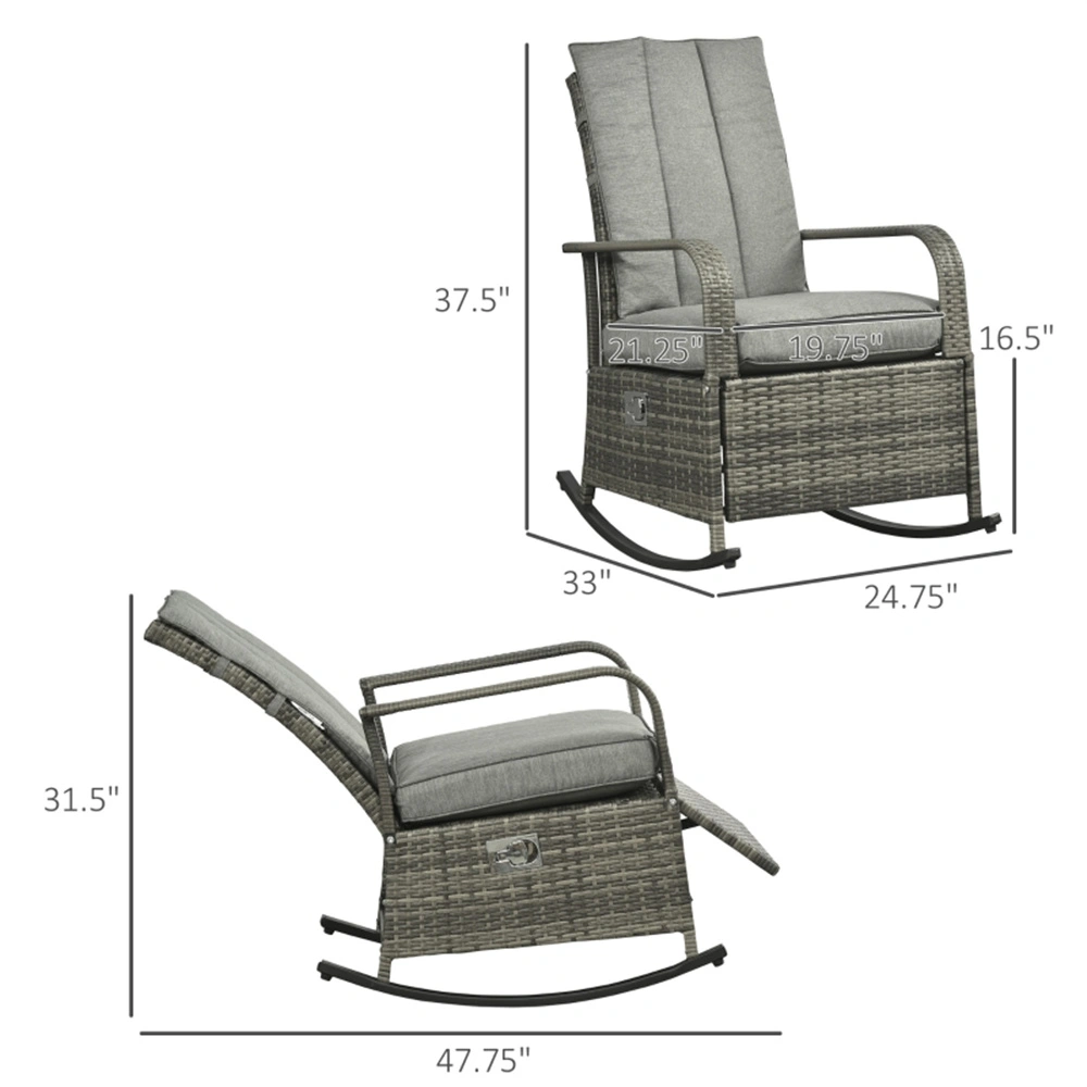 Garden Rocking Chair Wicker Outdoor Porch Chair for Patio Backyard Deck view 3