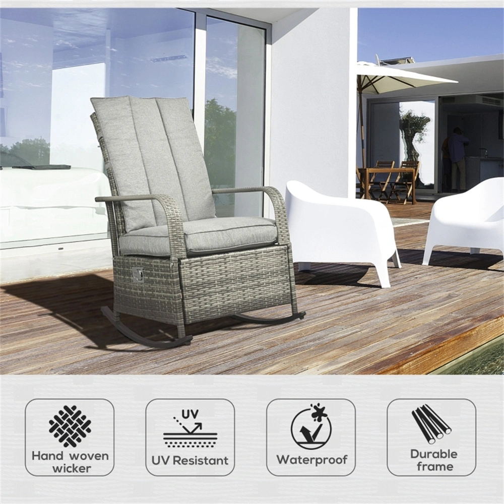 Garden Rocking Chair Wicker Outdoor Porch Chair for Patio Backyard Deck view 4