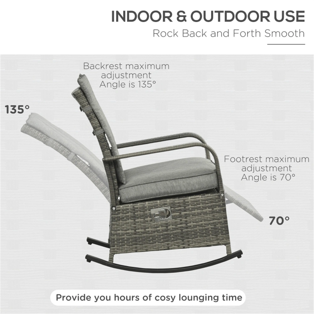 Garden Rocking Chair Wicker Outdoor Porch Chair for Patio Backyard Deck view 5