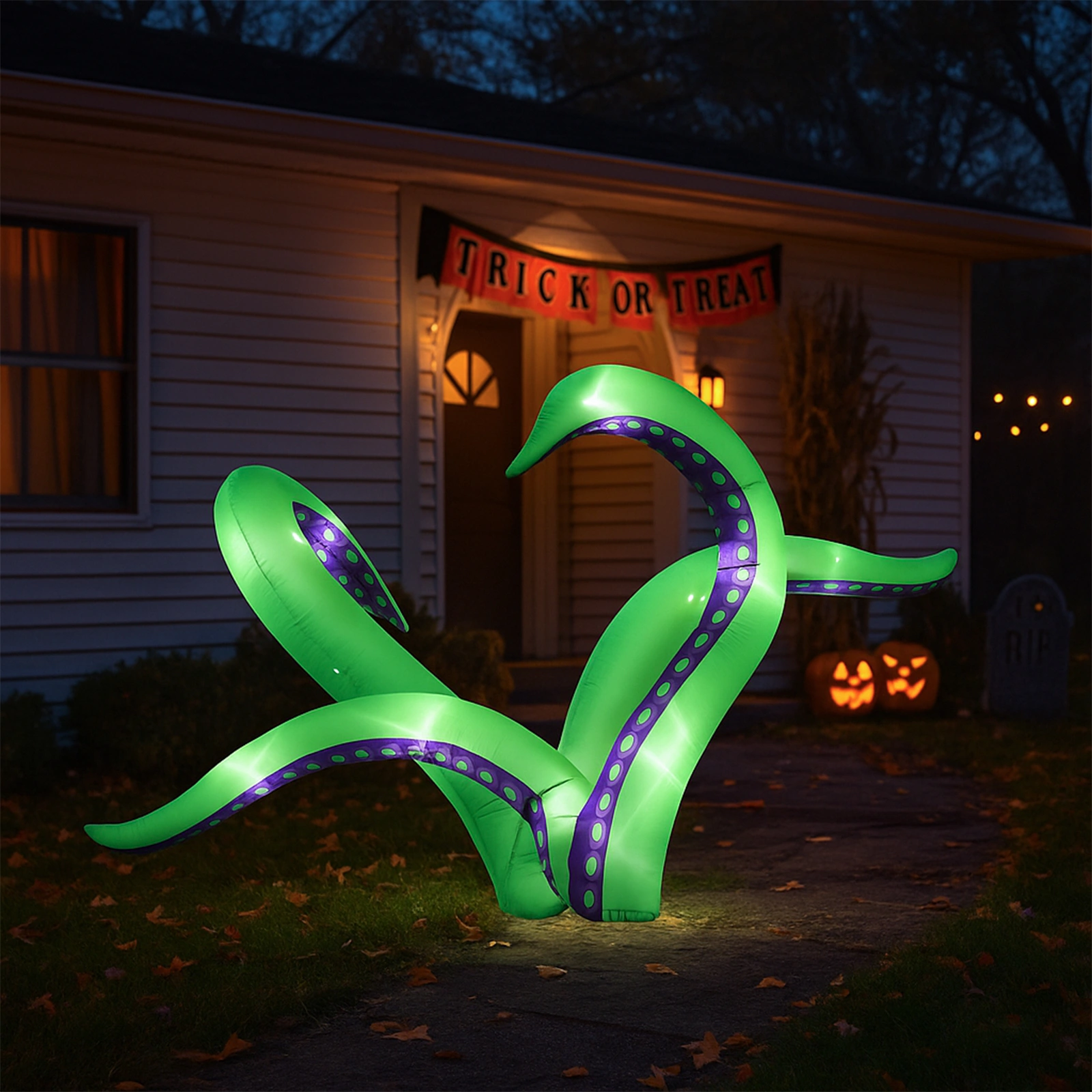 2 Pack Halloween Inflatable Octopus Tentacles Outdoor Decorations, Blow Up Hanging Decoration with Built-in LED Lights, Striking Window Decor for Halloween Party Outdoor Yard Garden Lawn Décor view 11