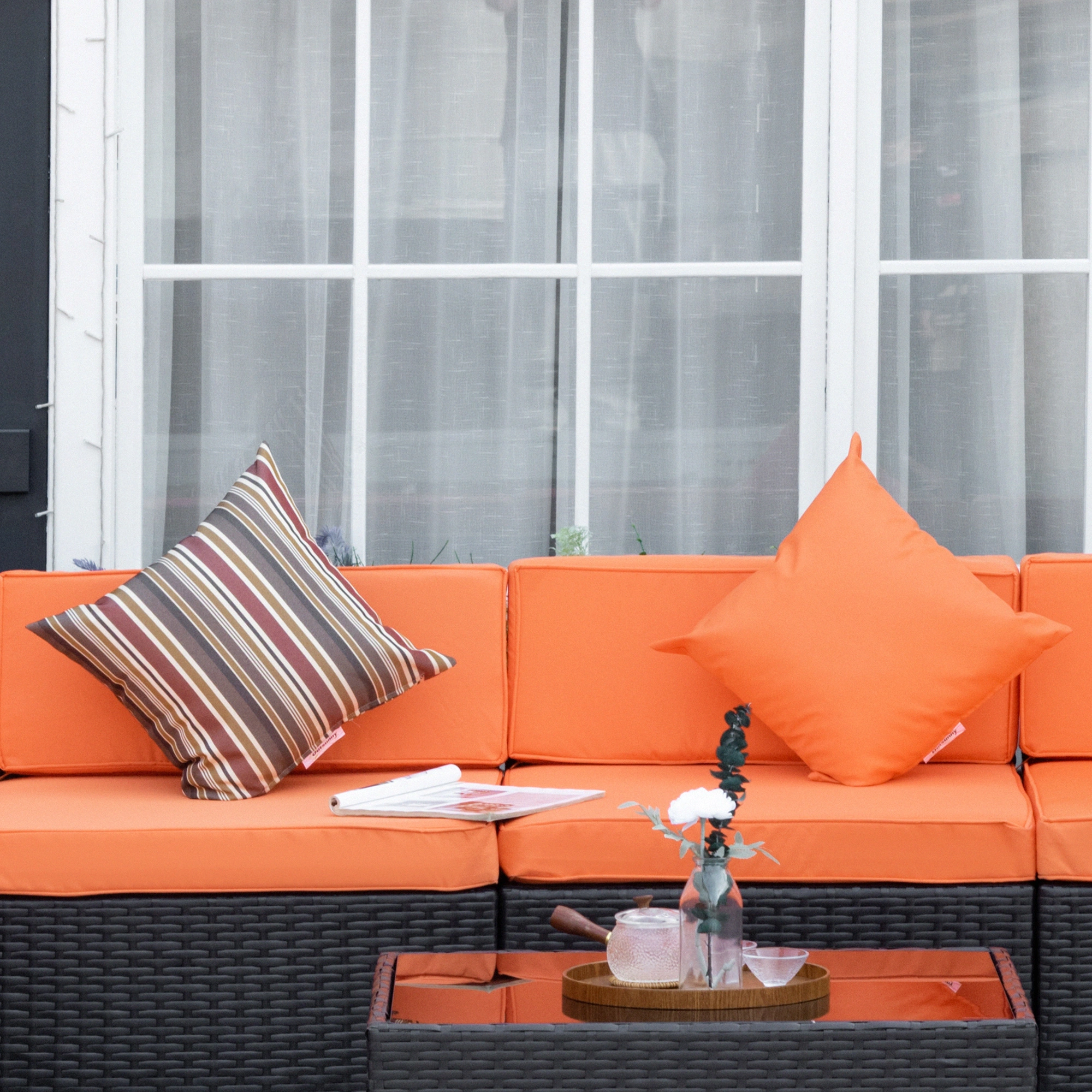 PE Rattan 3-Seater Sofa Outdoor Wicker Garden Patio Furniture Three Seat Couch Gray view 2