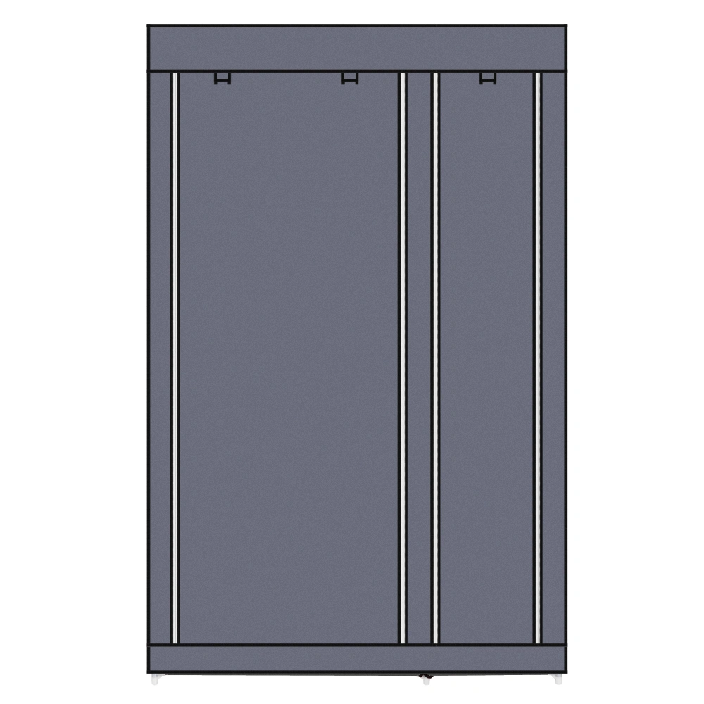67" Portable Wardrobe Closet w/Non-Woven Fabric & Hanging Rod Easy Assemble Gray view 11