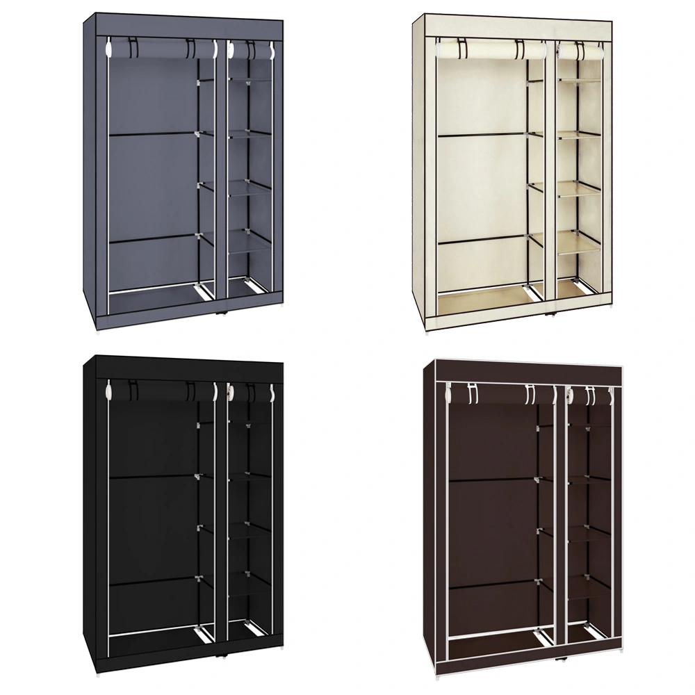 67" Portable Wardrobe Closet w/Non-Woven Fabric & Hanging Rod Easy Assemble Gray view 15