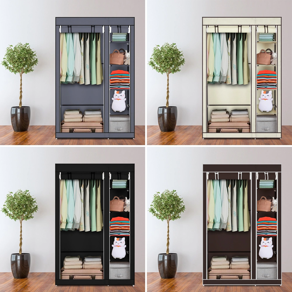 67" Portable Wardrobe Closet w/Non-Woven Fabric & Hanging Rod Easy Assemble Gray view 23