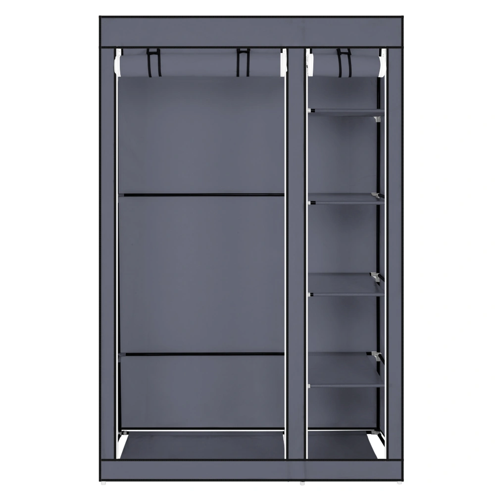 67" Portable Wardrobe Closet w/Non-Woven Fabric & Hanging Rod Easy Assemble Gray view 7