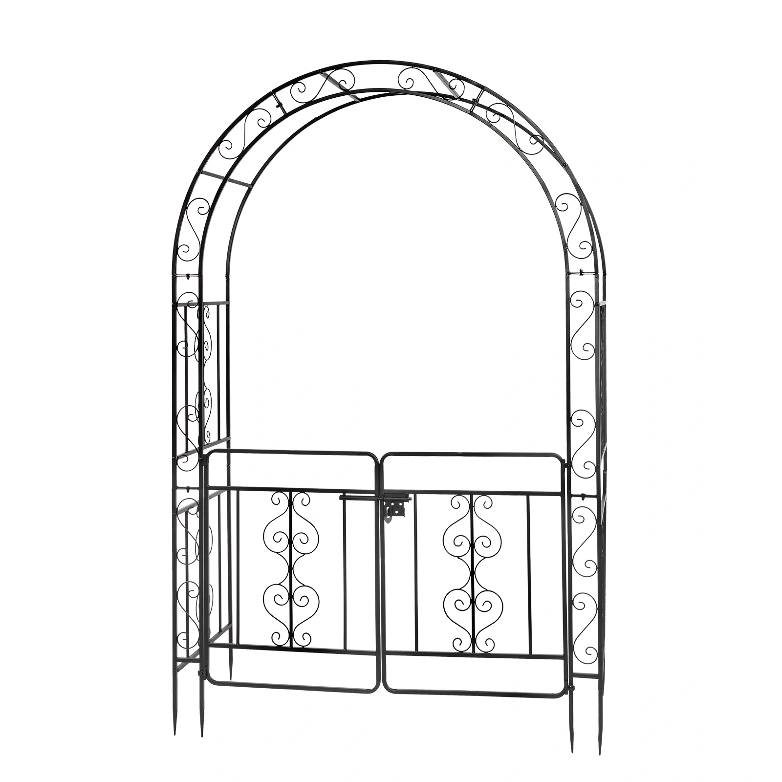 134.5*58.5*213cm Arc Roof Double Layer With Door Wrought Iron Iron Arch Courtyard Black view 11