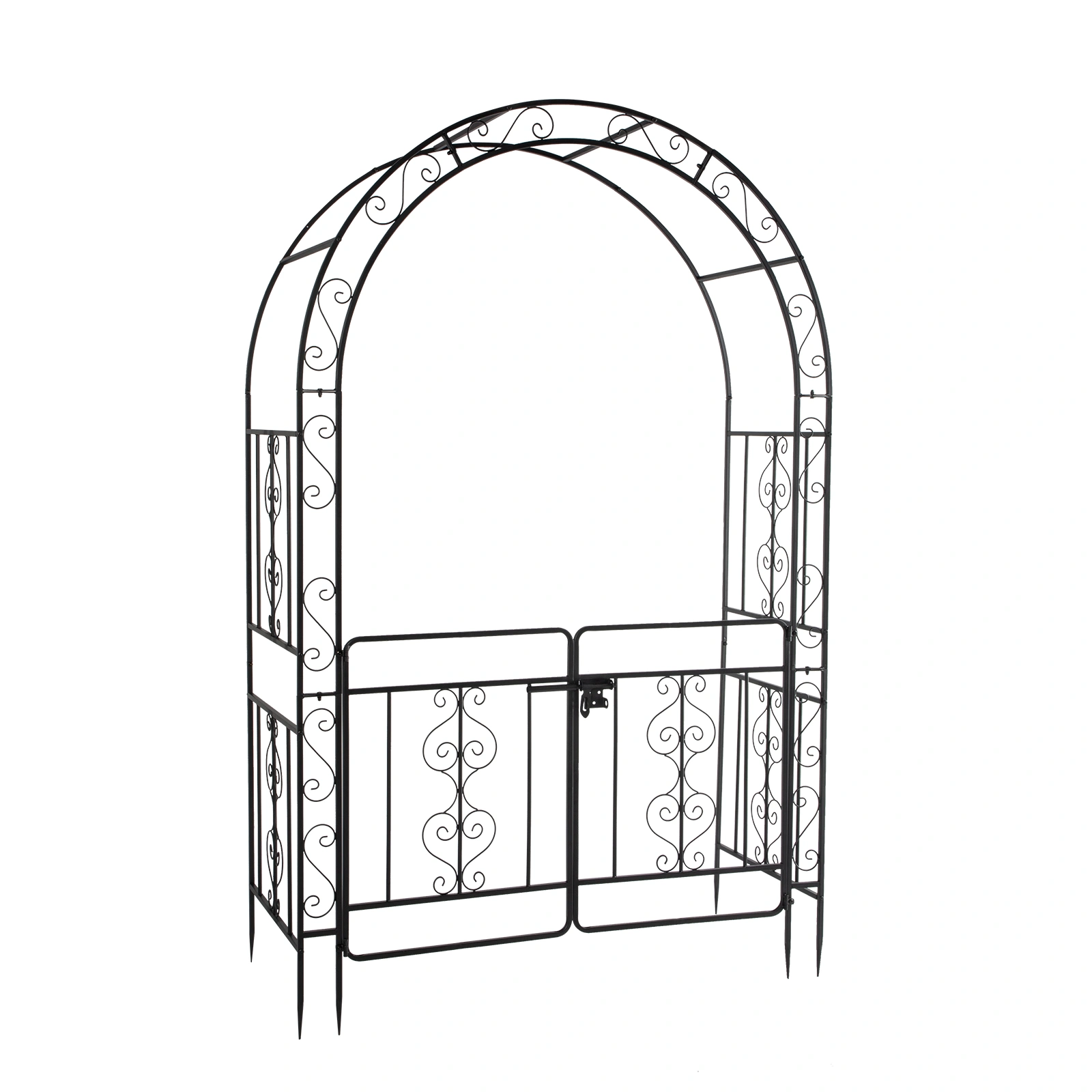 134.5*58.5*213cm Arc Roof Double Layer With Door Wrought Iron Iron Arch Courtyard Black view 13