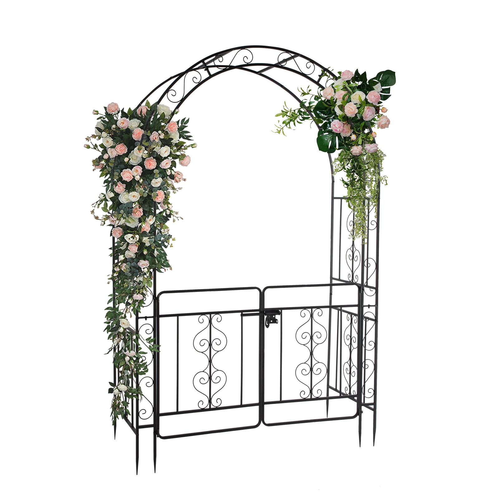 134.5*58.5*213cm Arc Roof Double Layer With Door Wrought Iron Iron Arch Courtyard Black view 17