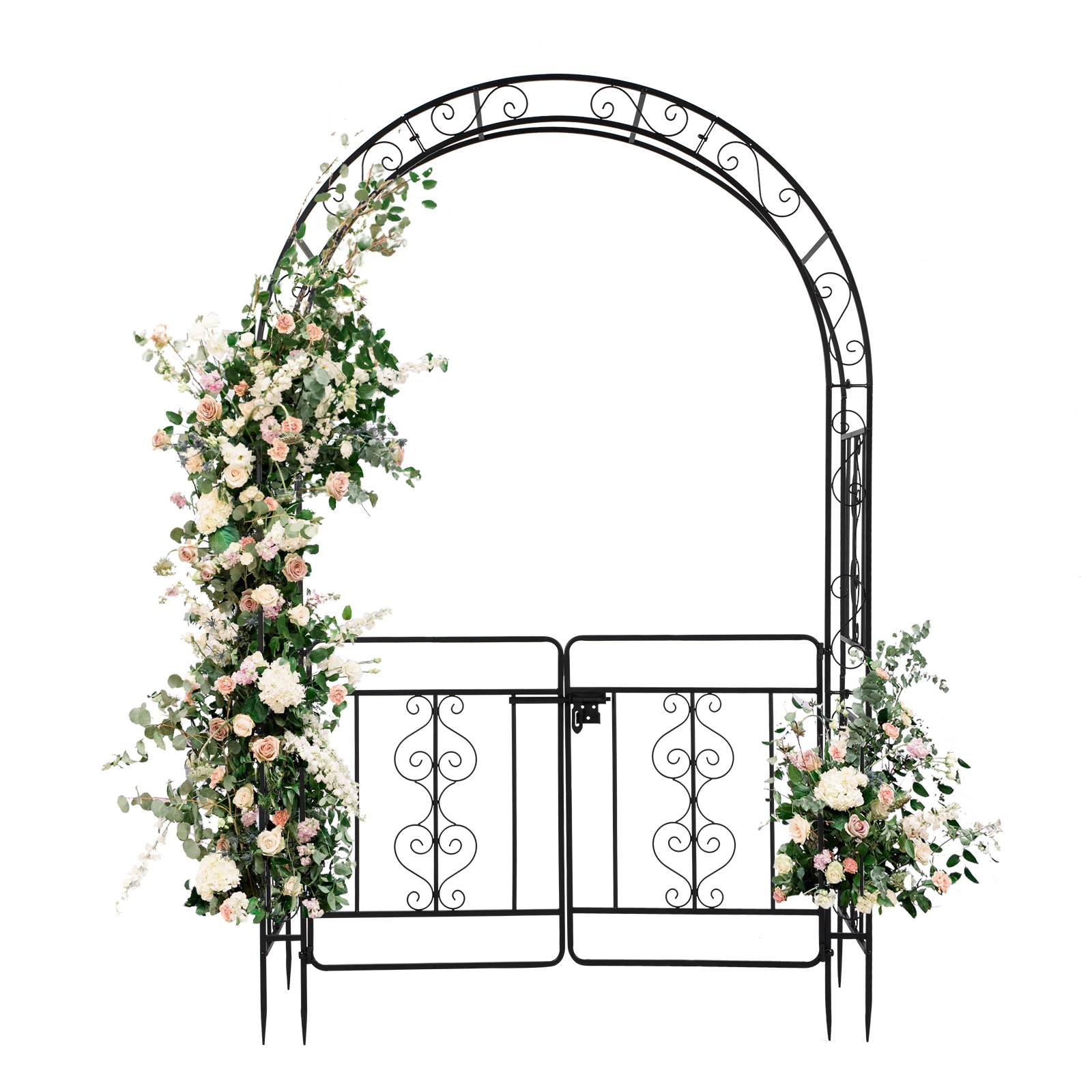 134.5*58.5*213cm Arc Roof Double Layer With Door Wrought Iron Iron Arch Courtyard Black view 8