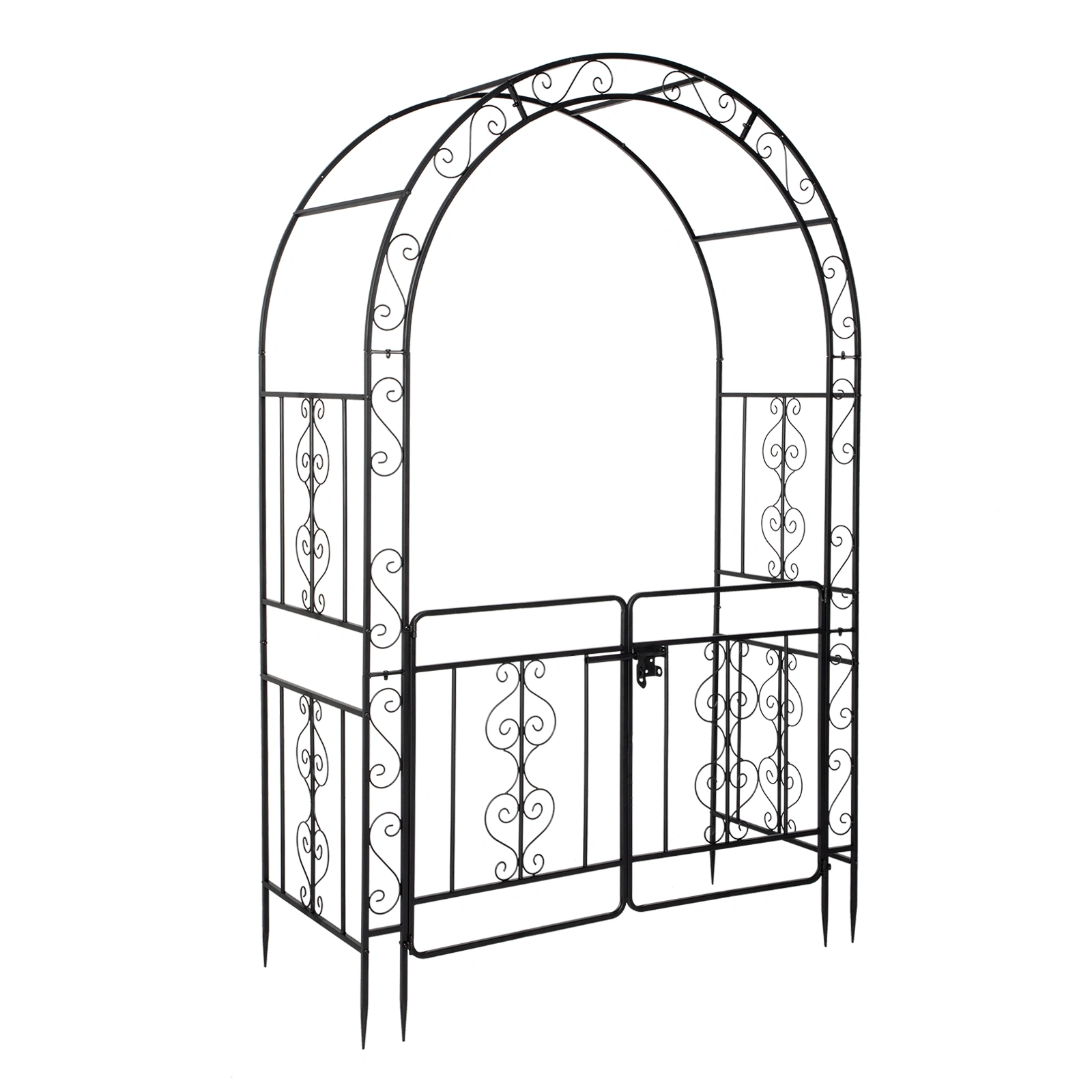 134.5*58.5*213cm Arc Roof Double Layer With Door Wrought Iron Iron Arch Courtyard Black view 9