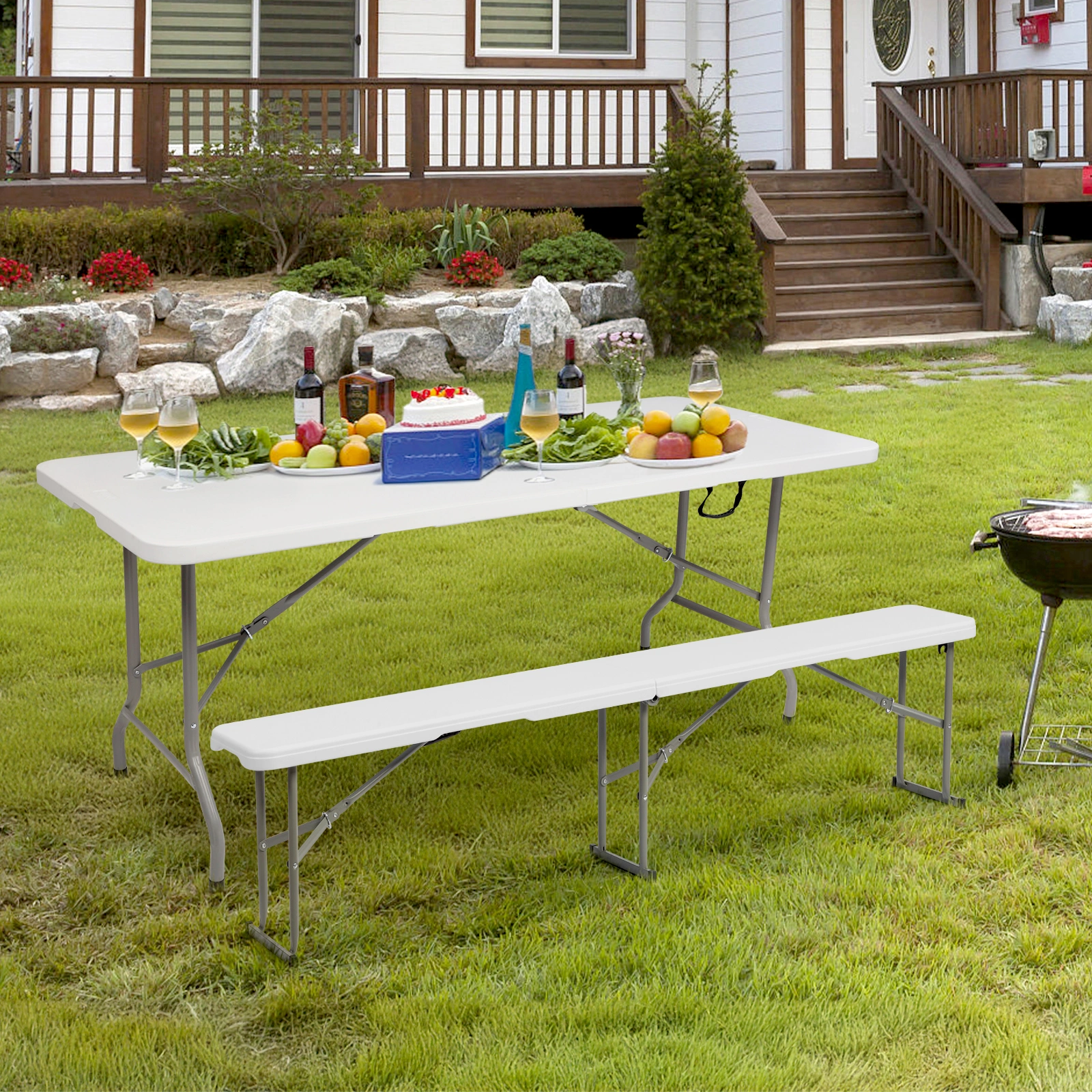 6FT Outdoor Courtyard Foldable Bench view 13