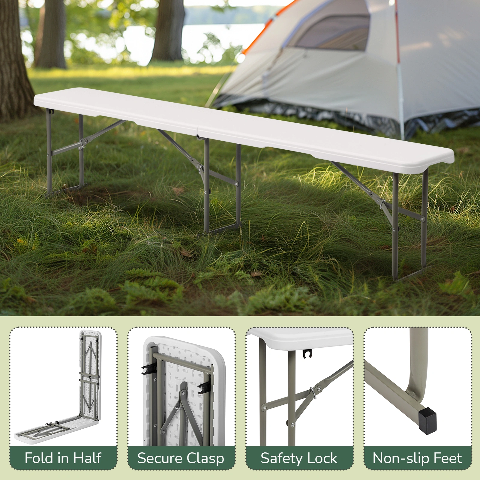 6FT Outdoor Courtyard Foldable Bench view 15