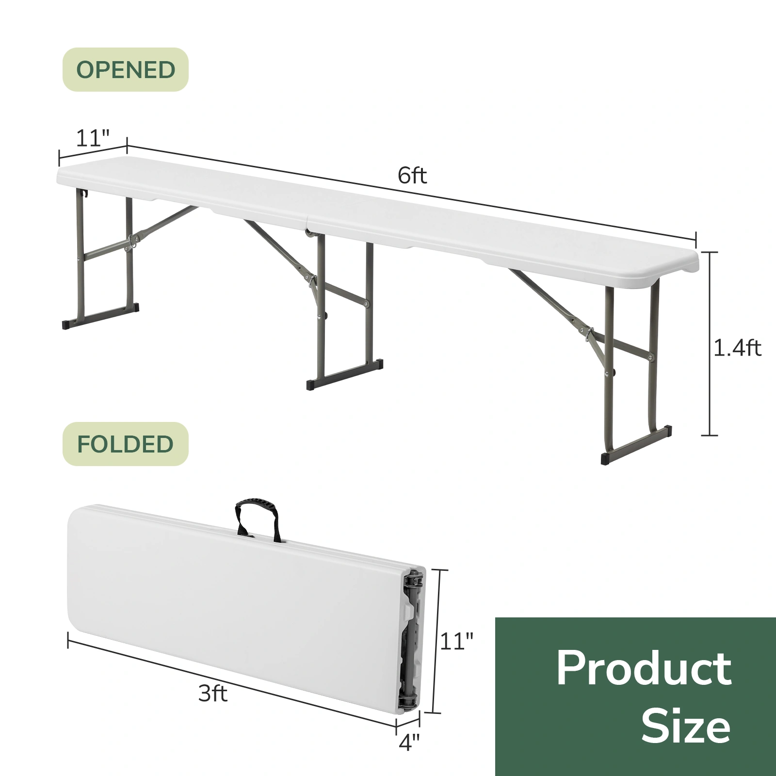 6FT Outdoor Courtyard Foldable Bench view 7