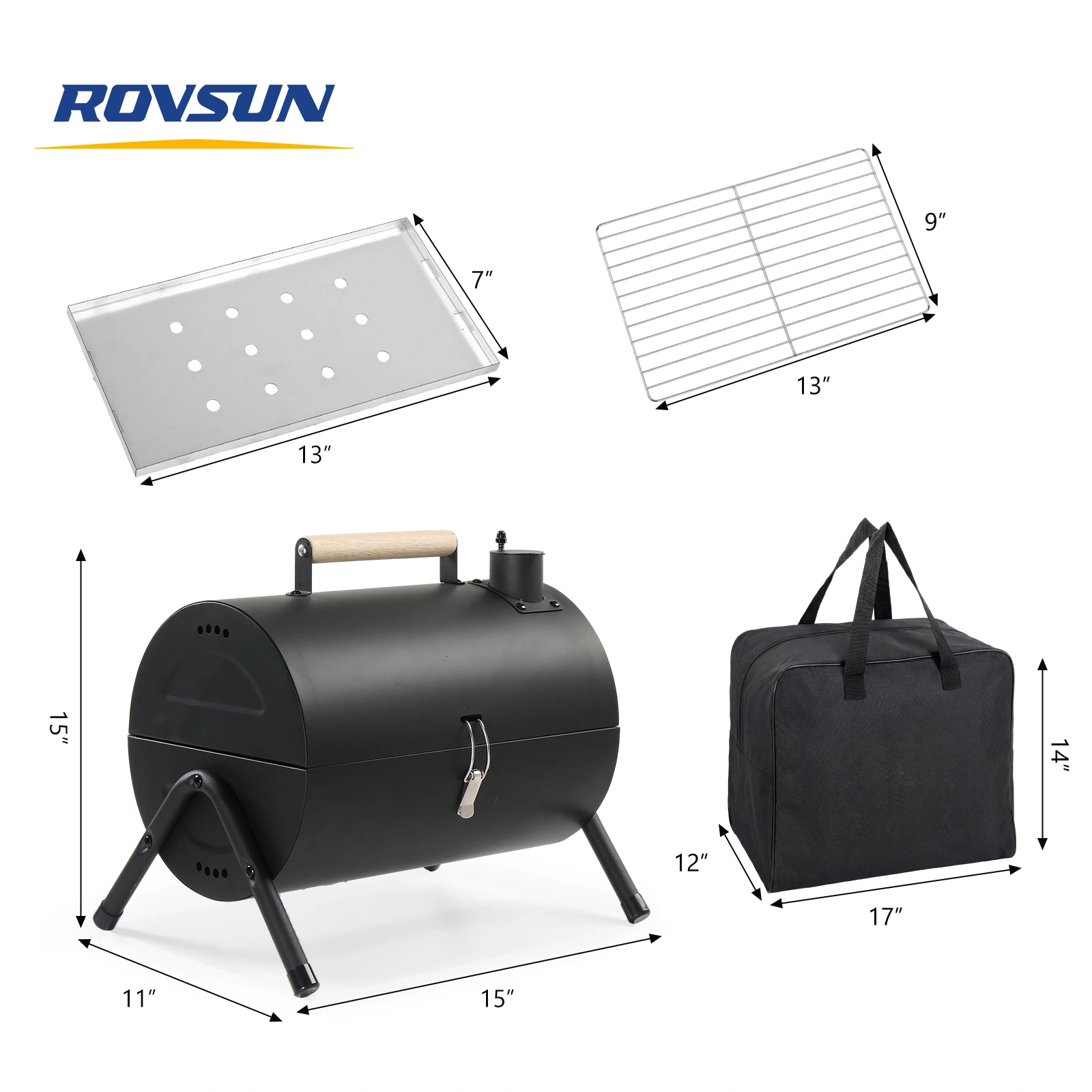 Portable Charcoal Grill Outdoor Stove, Two Side Carbon Griller for BBQ, Tabletop Barbecue Grill for Outdoor Camping Backyard Party, Black view 10