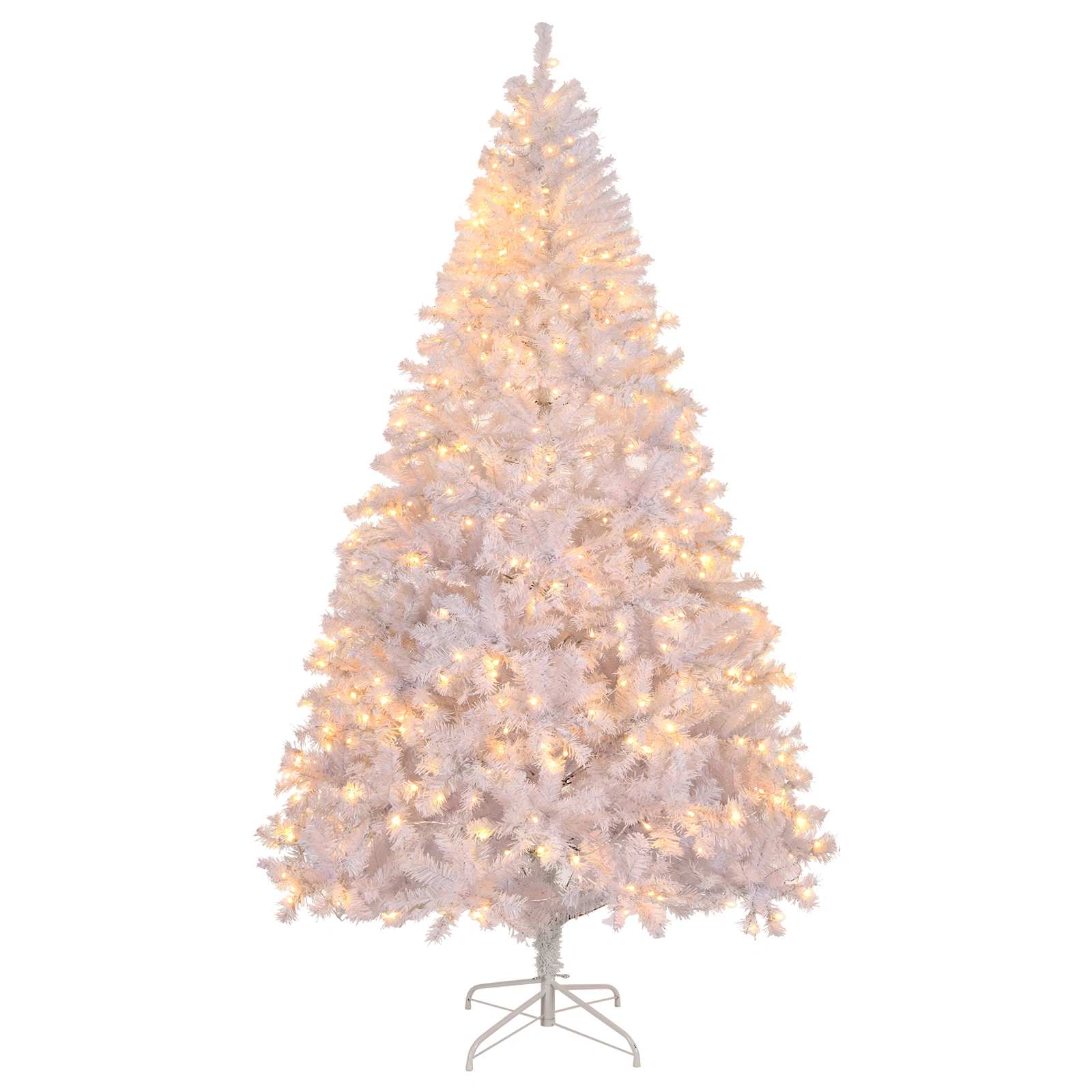 5 FT Artificial Christmas Tree with 80 Warm White Battery Operated Lights, 480 Branch Tips, Full Pre-Lit Pine Christmas Tree with Sturdy Metal Stand, White