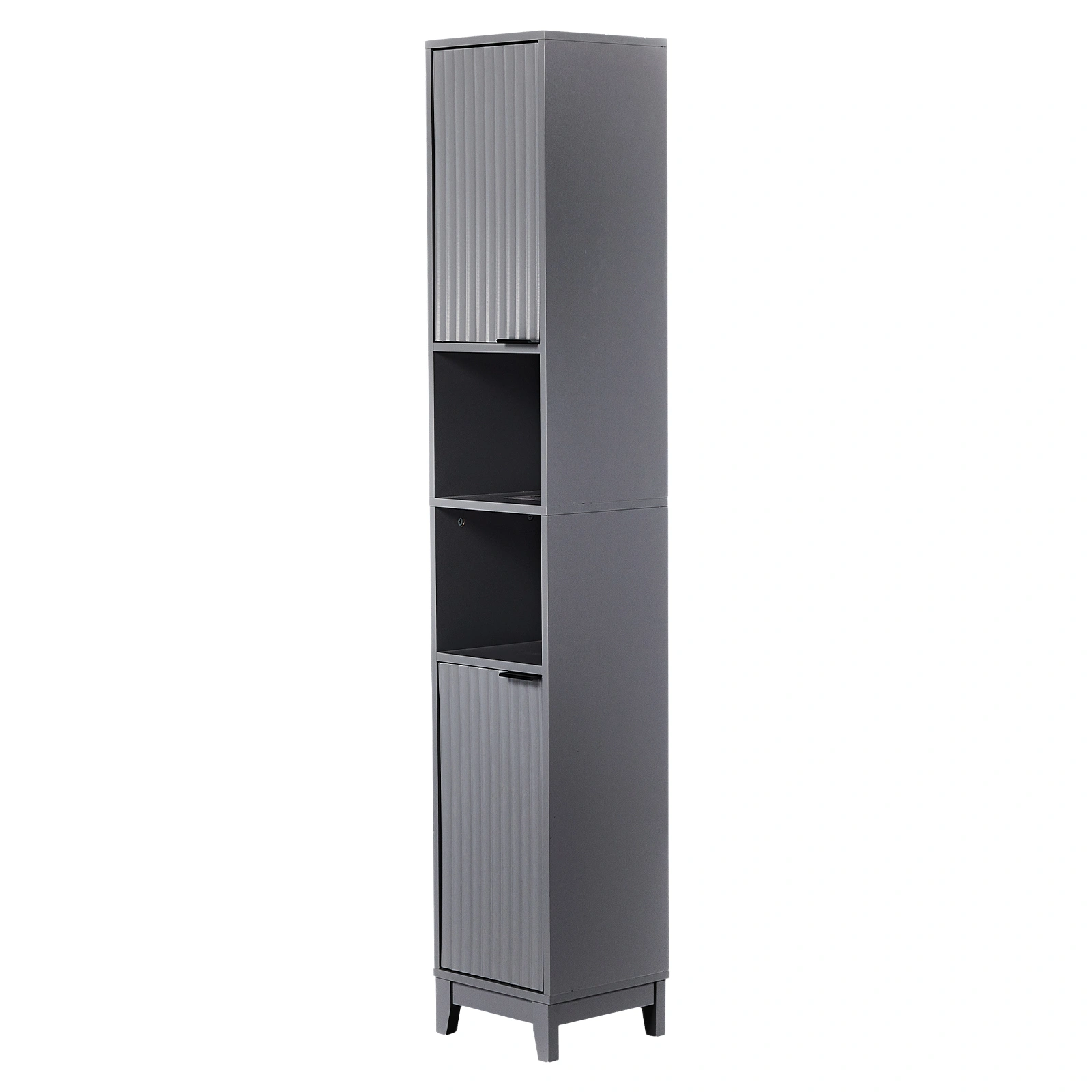 Gray particleboard with melamine veneer and MDF grid vacuum forming, 30*28*170cm, two doors and two shelves, bathroom vanity view 8
