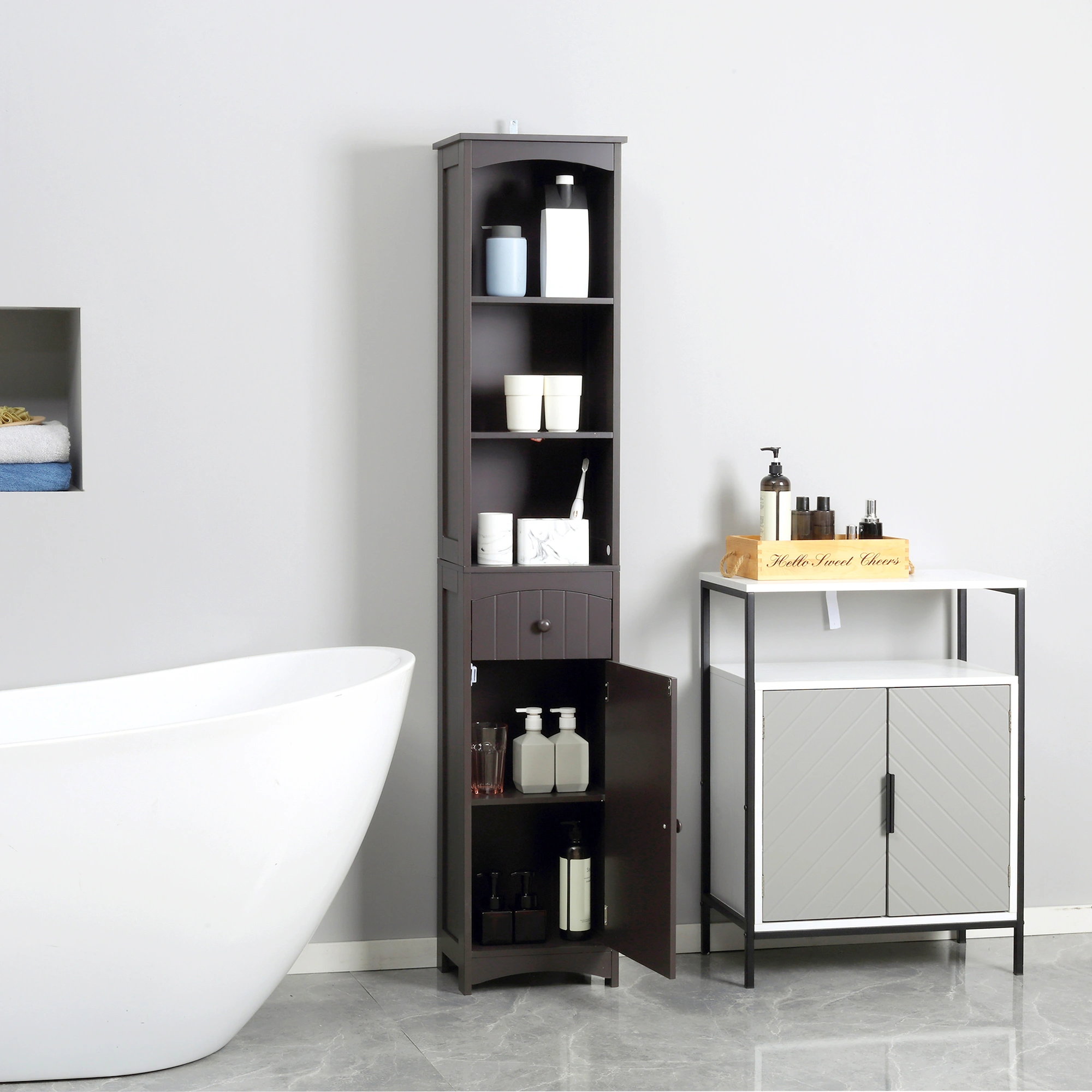 Bathroom Cabinet, Wall-Mounted Storage Console with Shelf, Compact Vanity Organizer