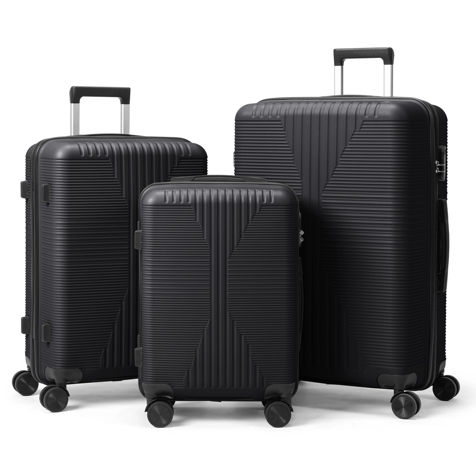PP Trolley Case 20in 24in 28in 3PCS Suitcase Set Black view 24