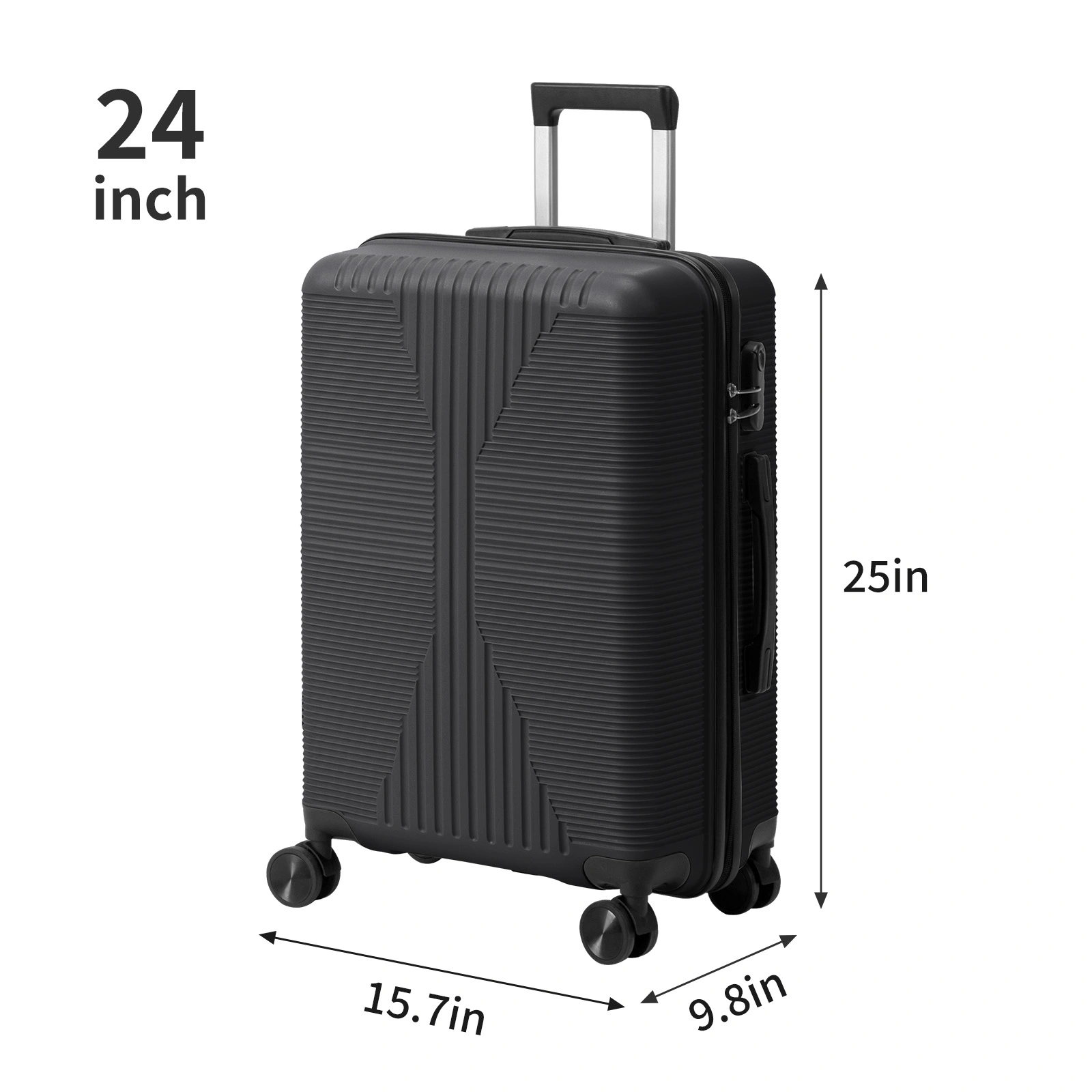 PP Trolley Case 20in 24in 28in 3PCS Suitcase Set Black view 4